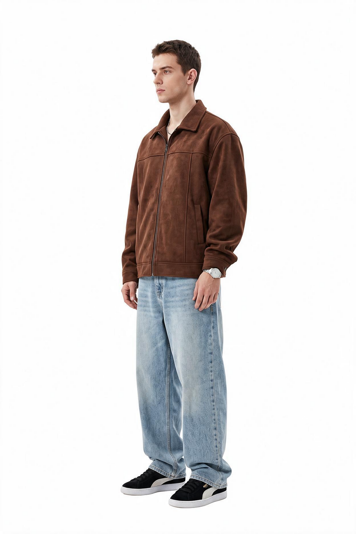 Suede Brown Zip Jacket