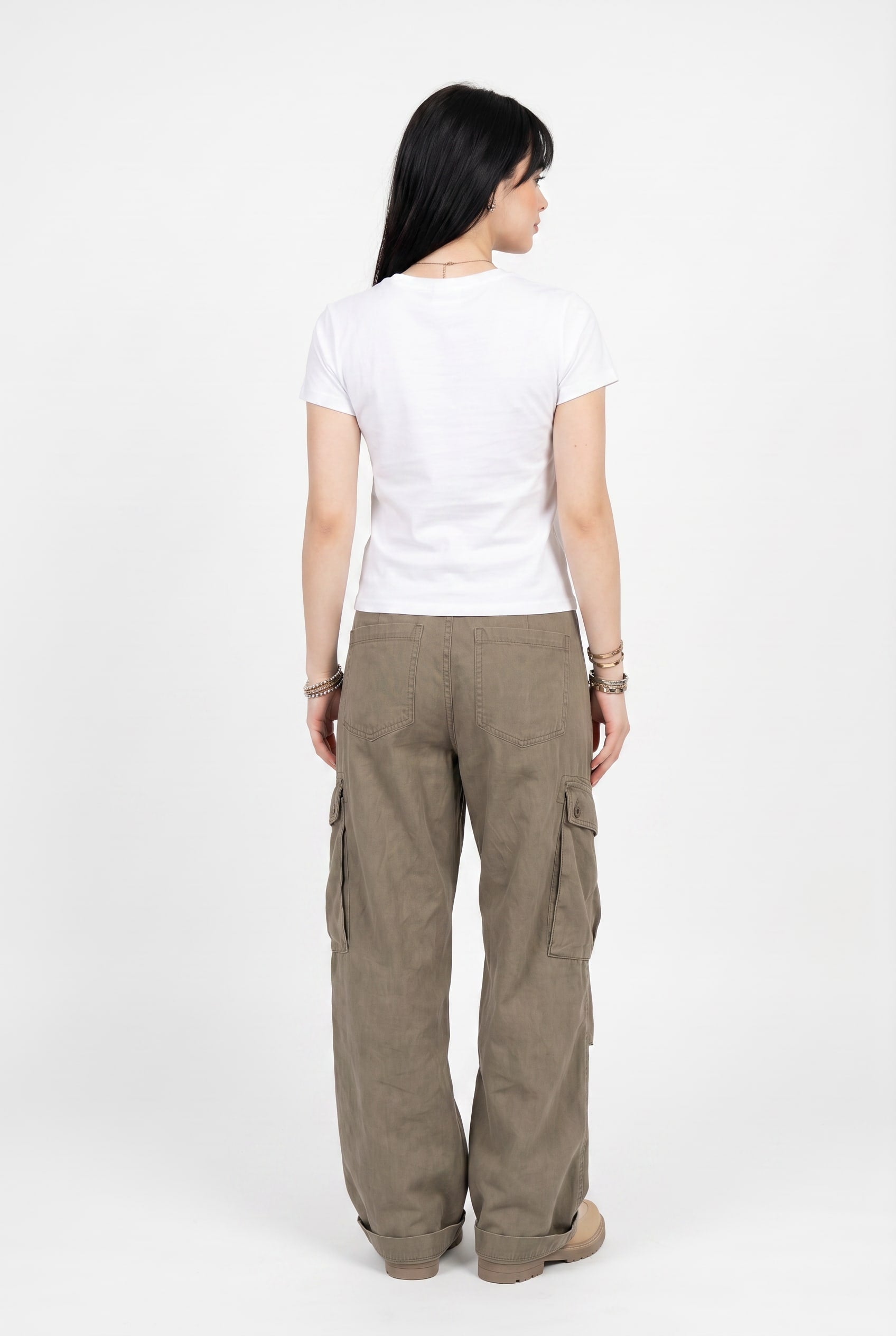 Olive Green Oversized Cargo Combat Pants