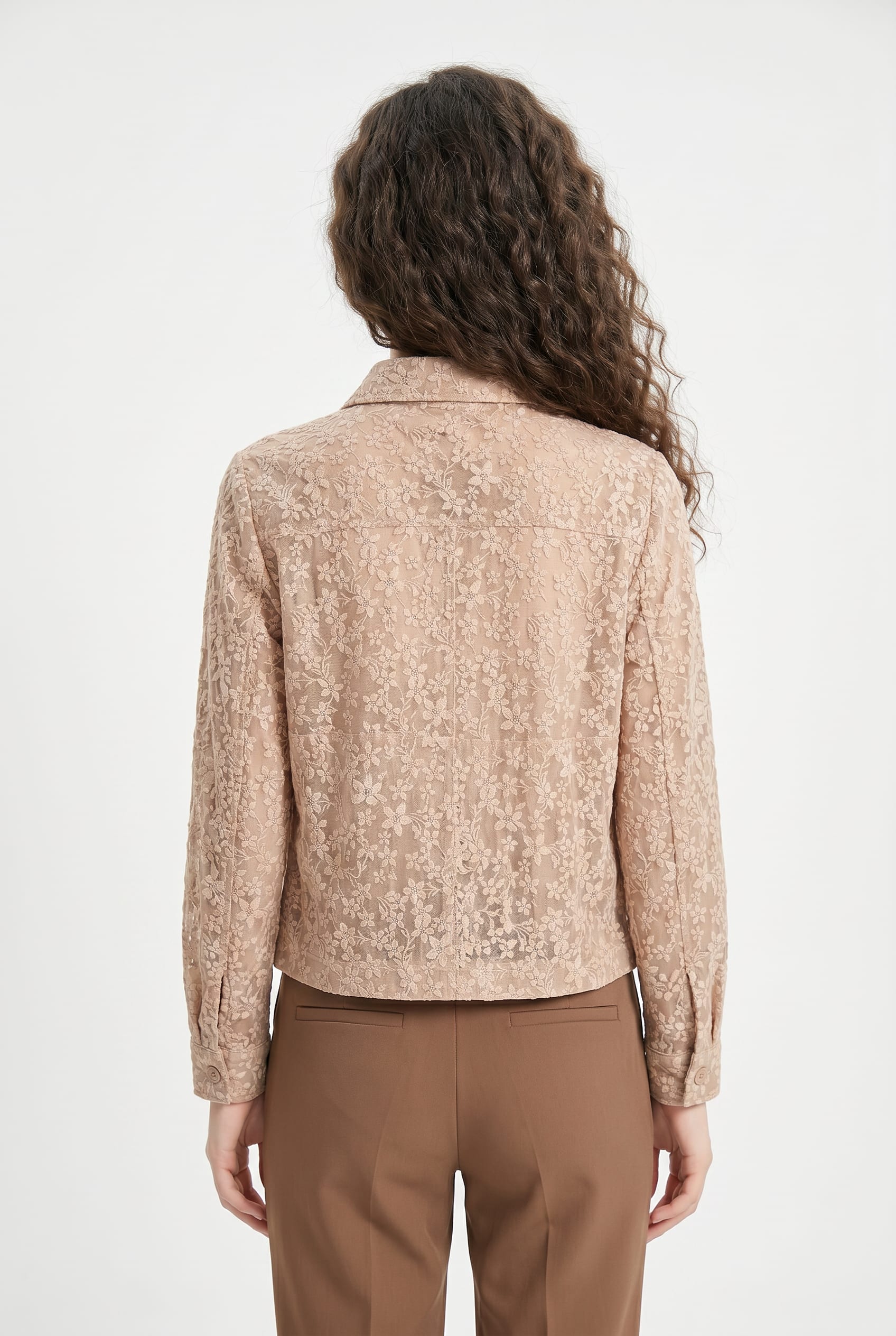 Blush Floral Embroidered Shirt Jacket