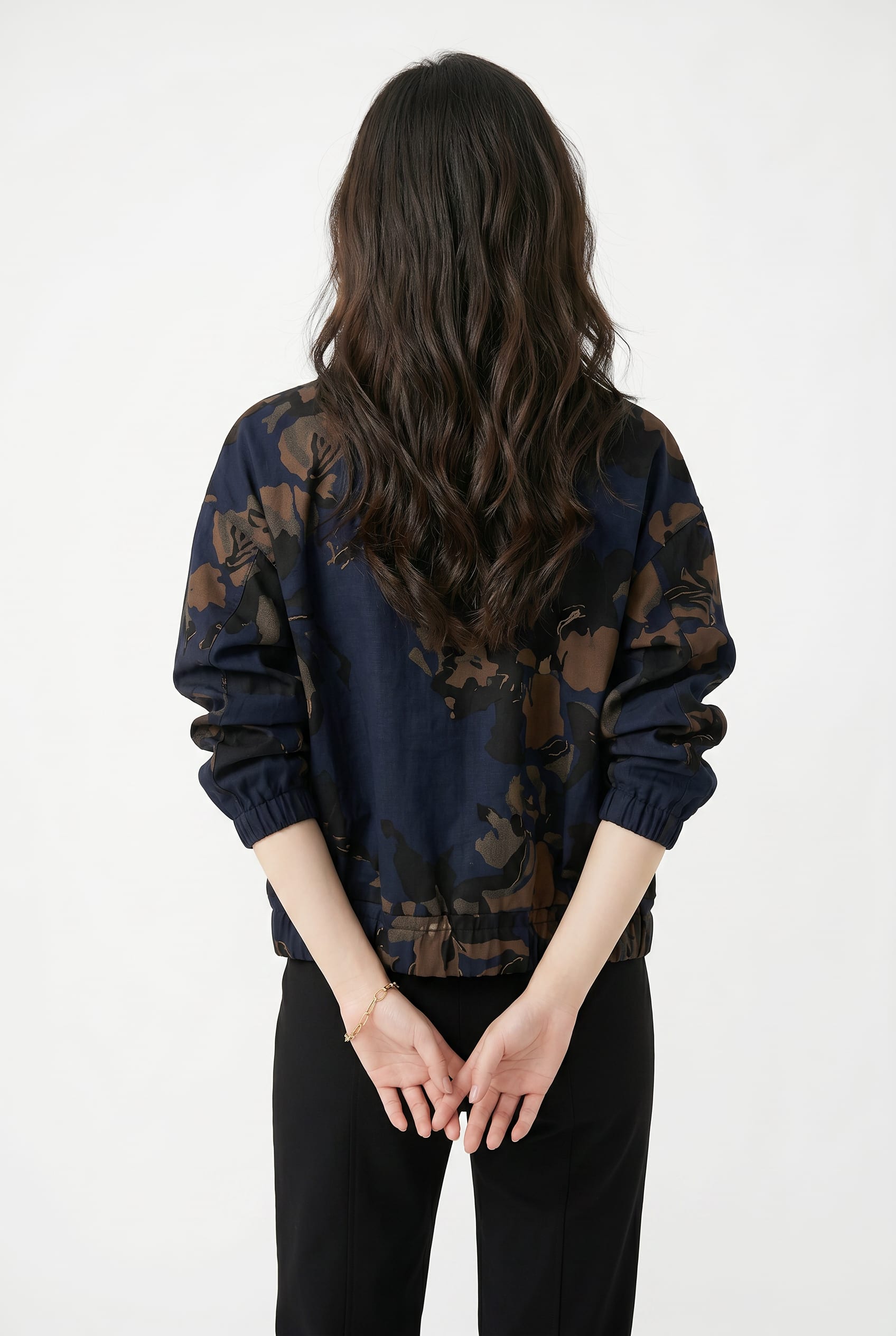Navy Floral Print Bomber Jacket