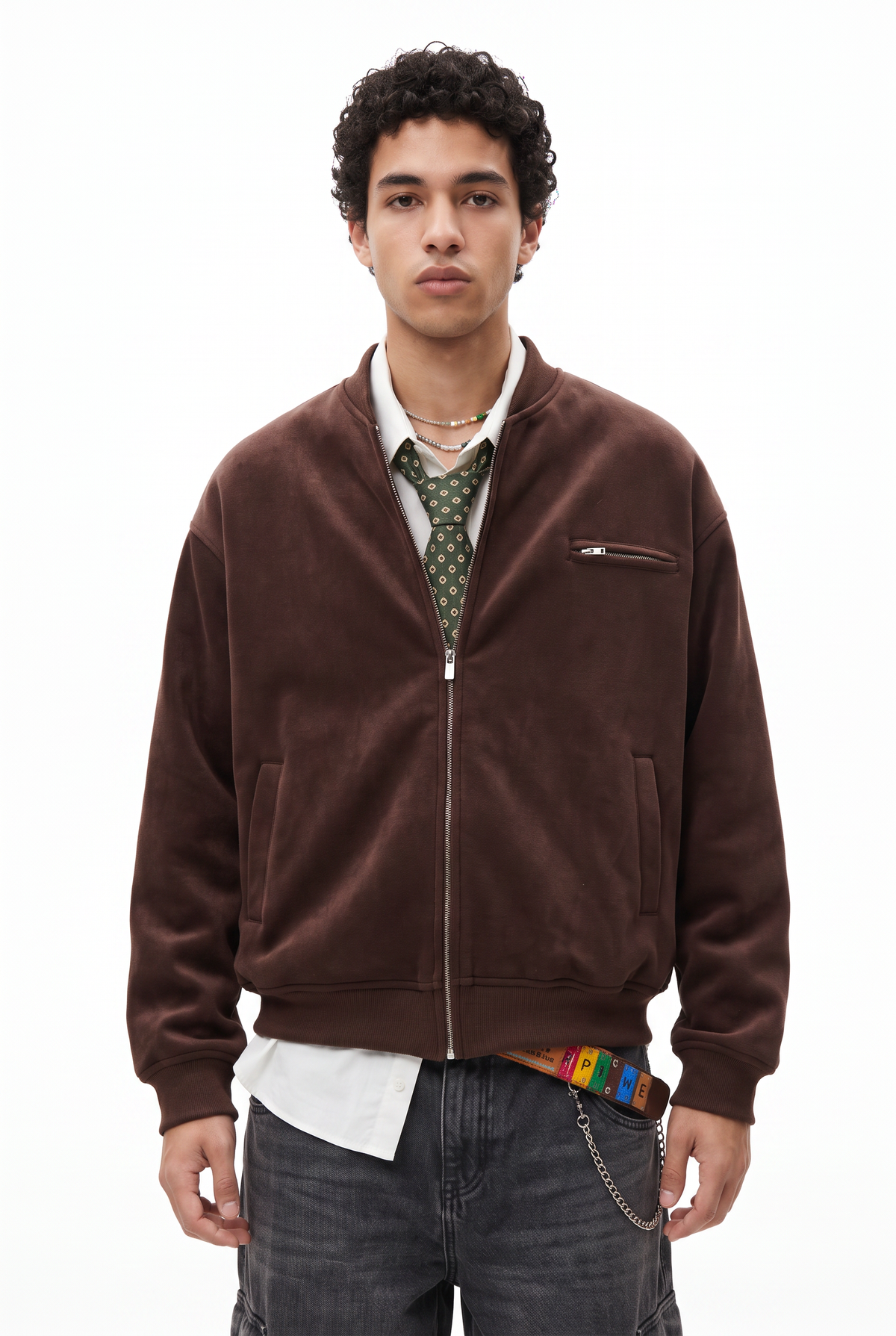 Velour Brown Bomber Jacket