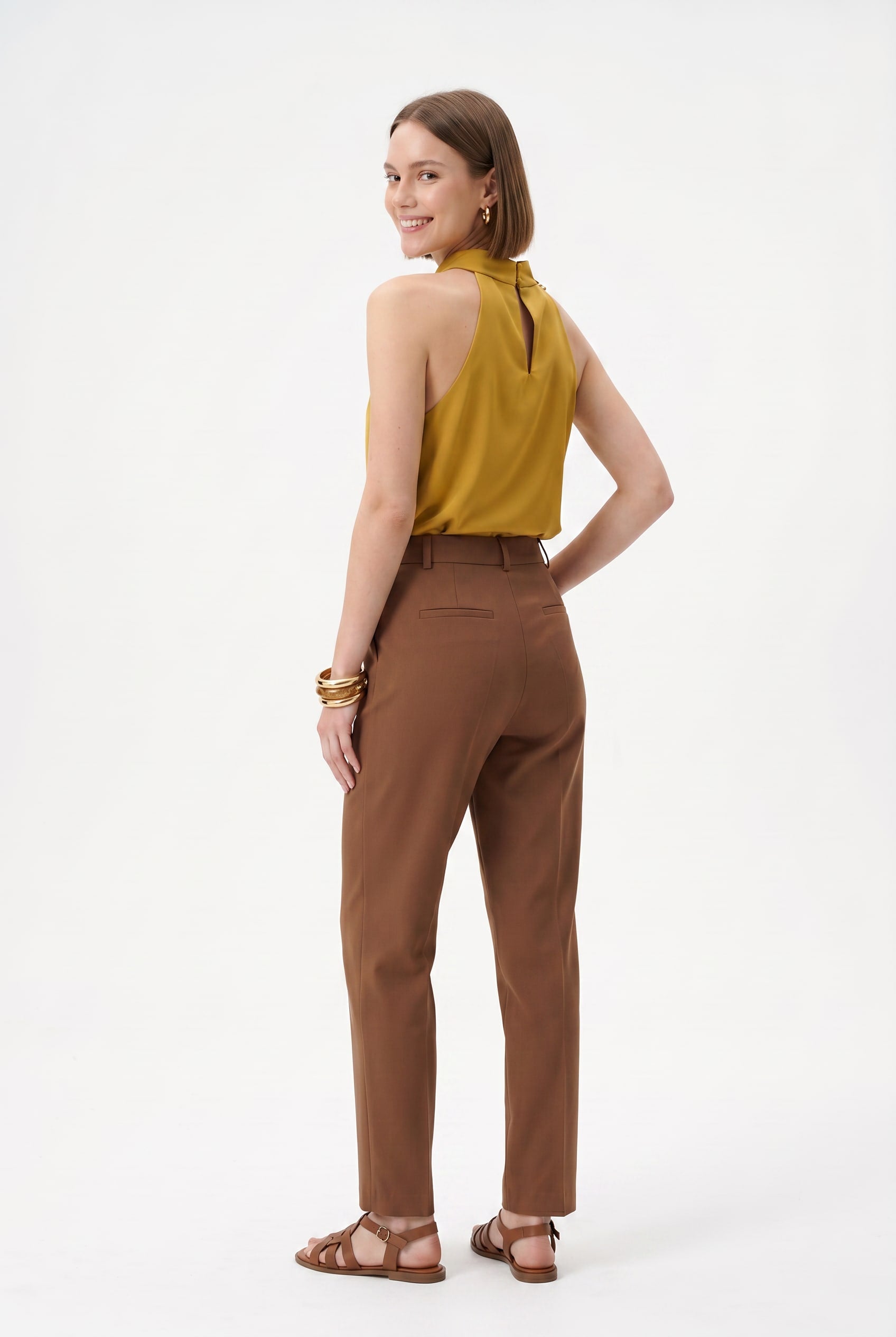 Mustard Gold Halter Neck Blouse