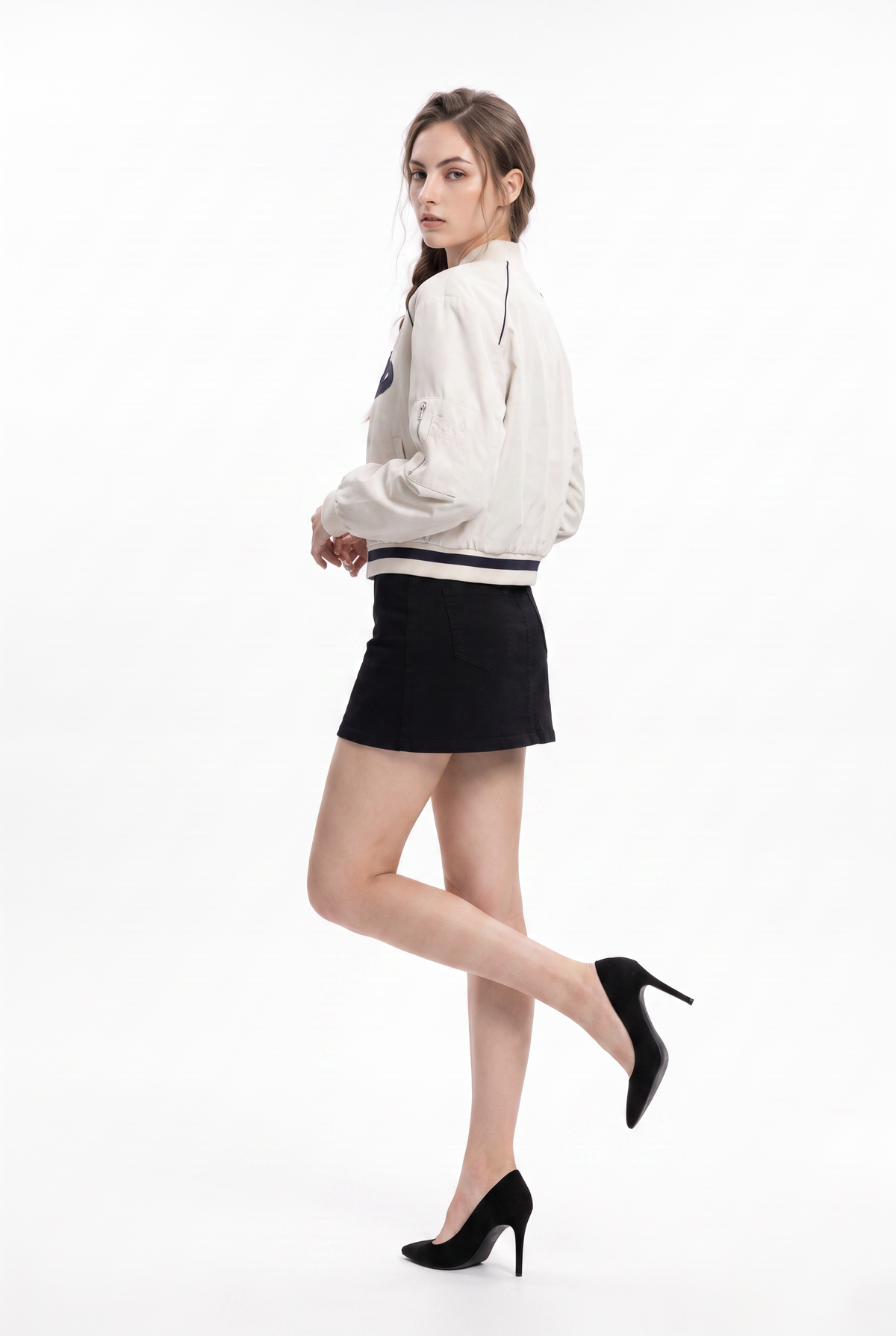 Cream Saints Varsity Bomber Jacket