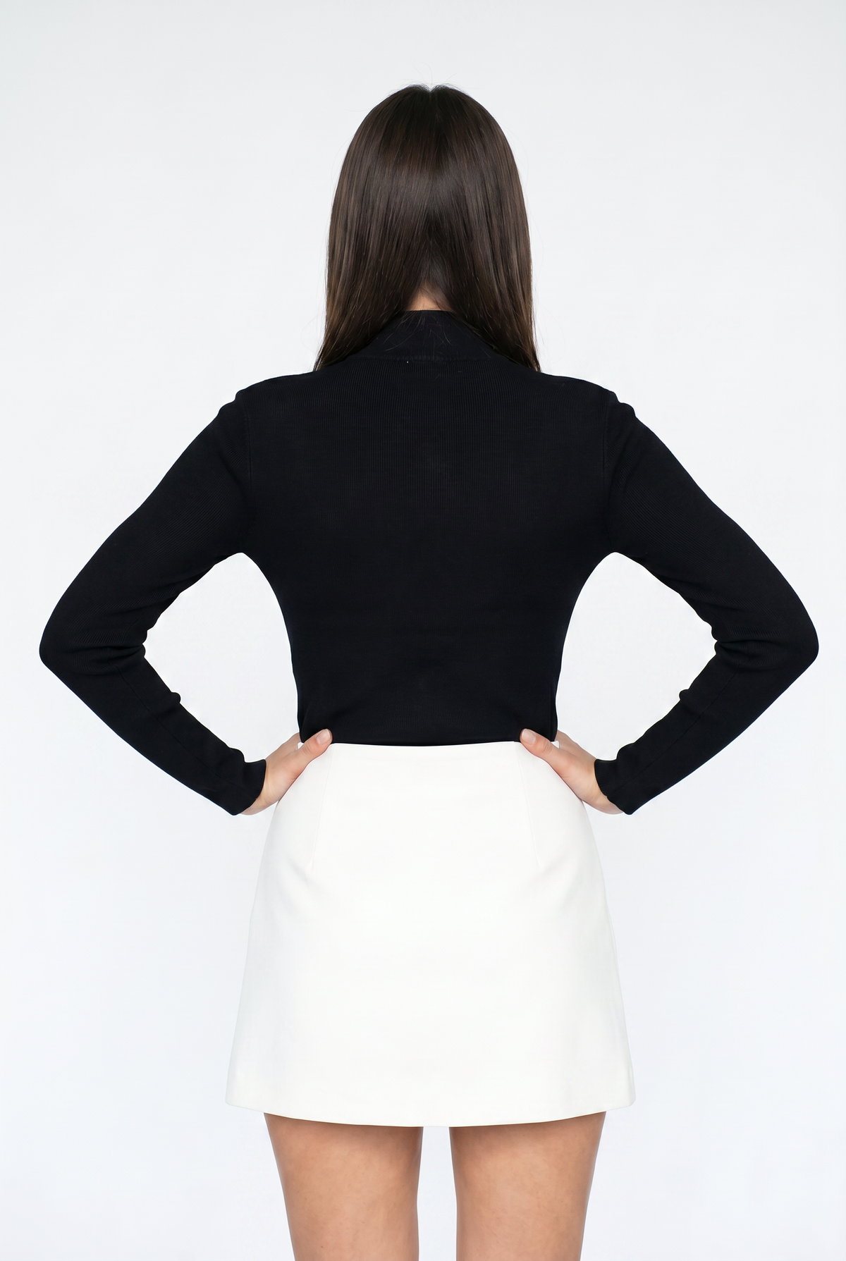 Black Rhinestone Mock Neck Top