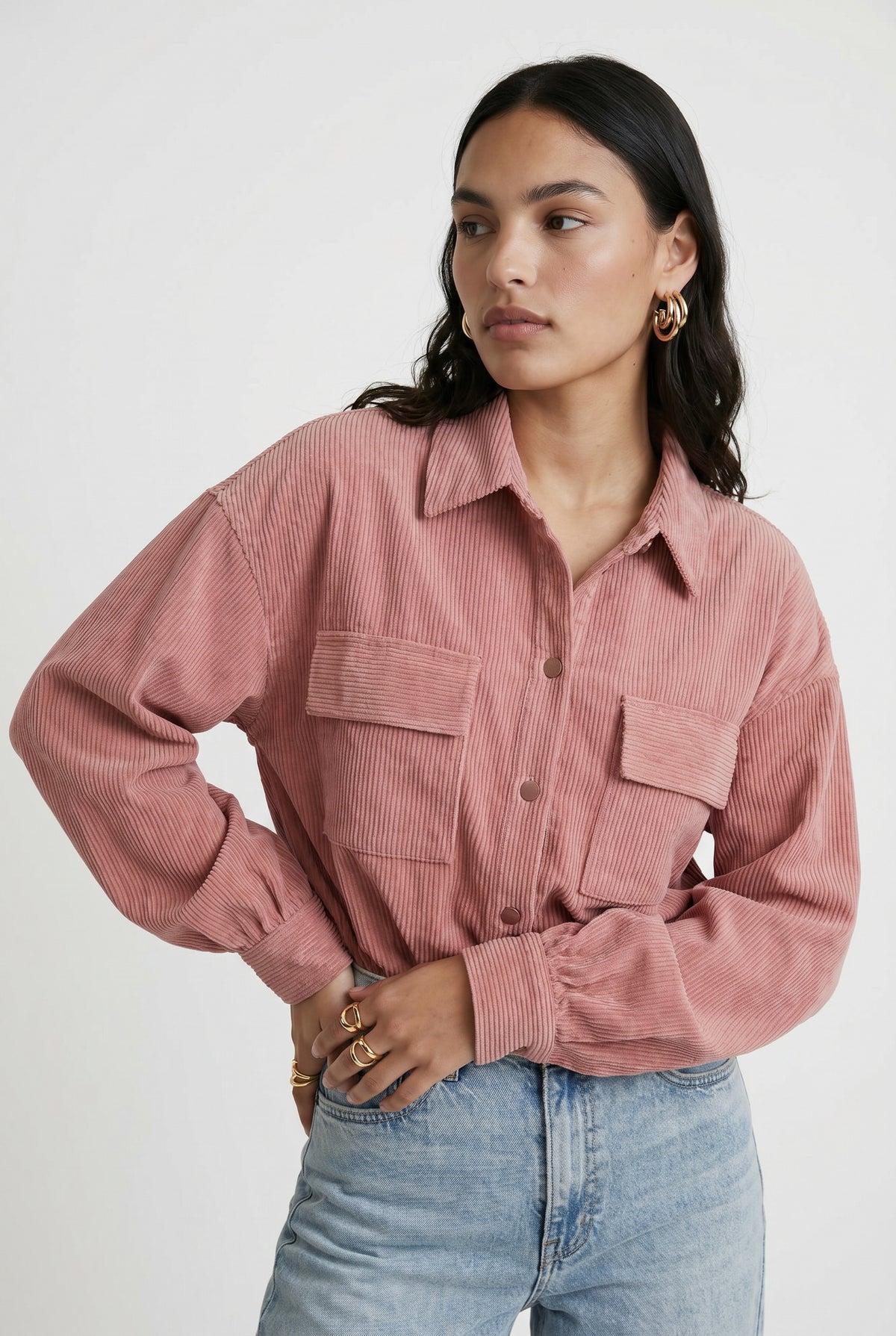 Pink Corduroy Oversized Relaxed Shirt