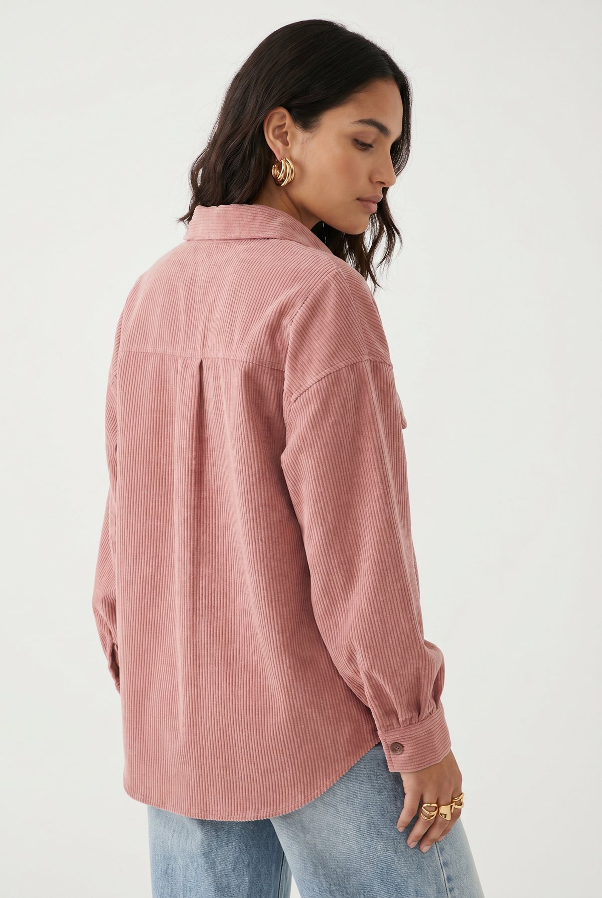 Pink Corduroy Oversized Relaxed Shirt