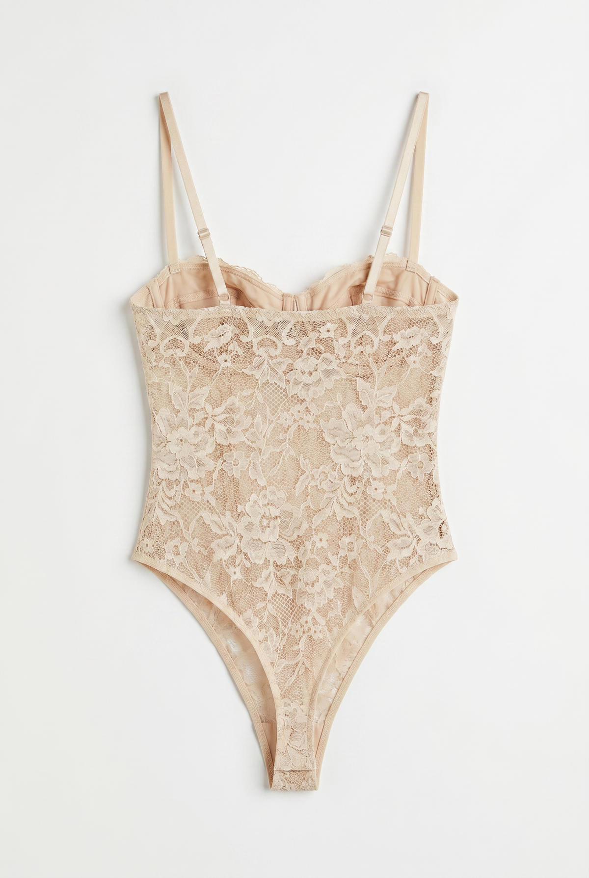 Beige Lace Corset Bodysuit