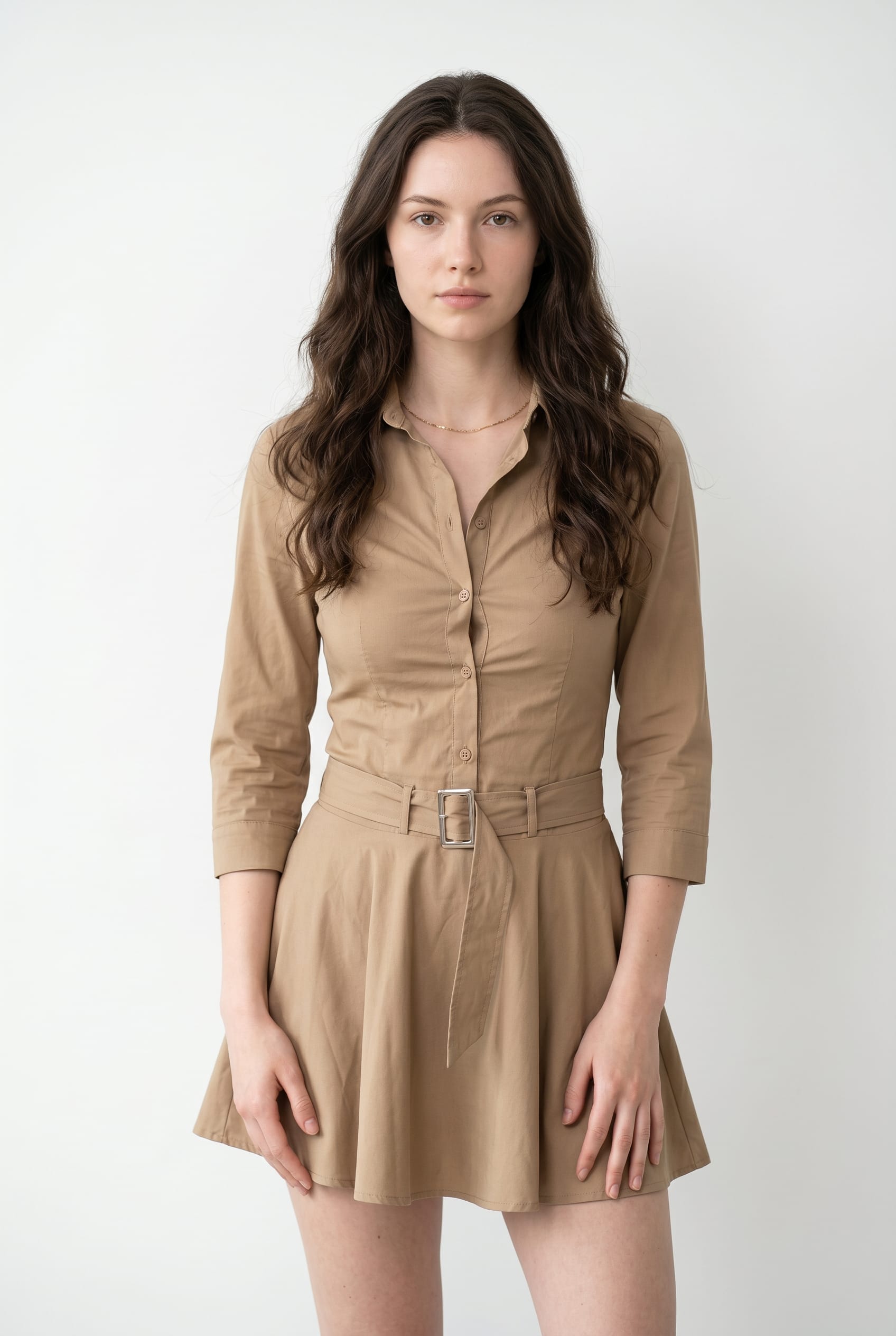 Camel Shirt Dress Mini