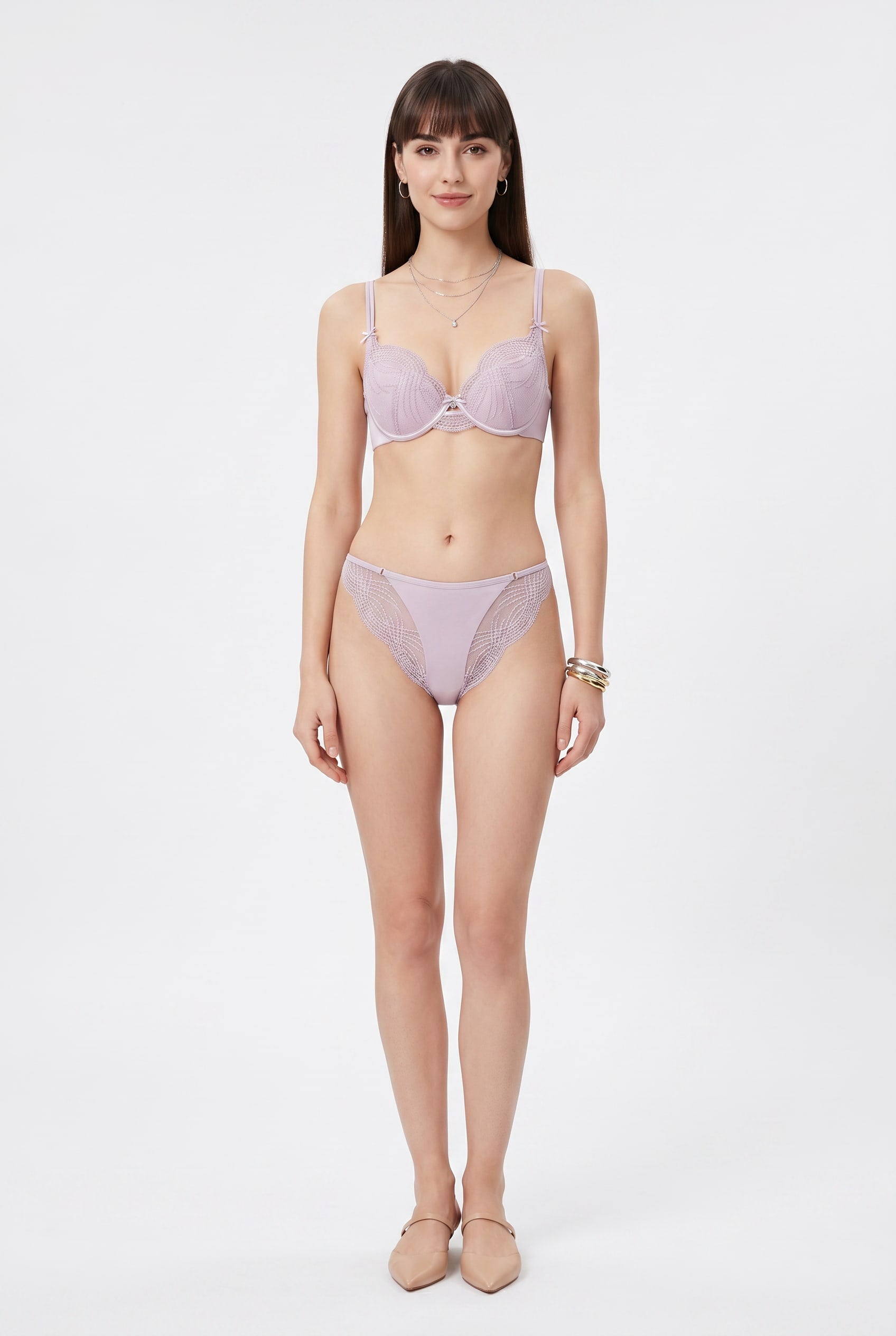 Lilac Lace Detail Lingerie Set