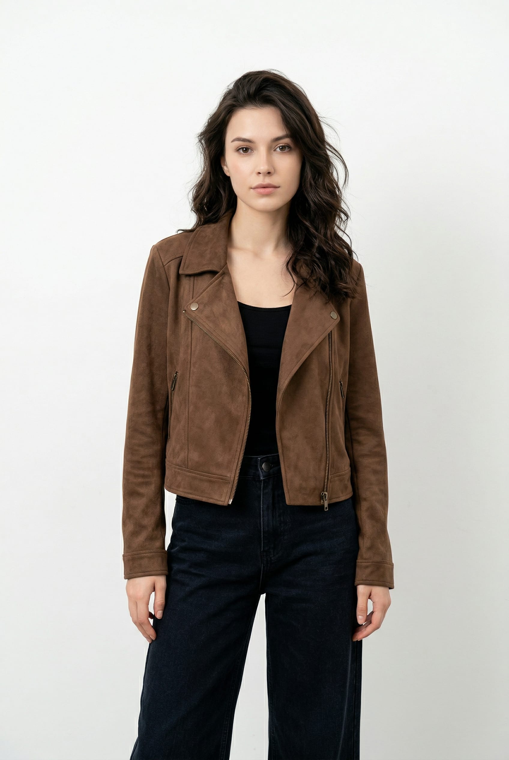 Tan Suede Moto Biker Jacket