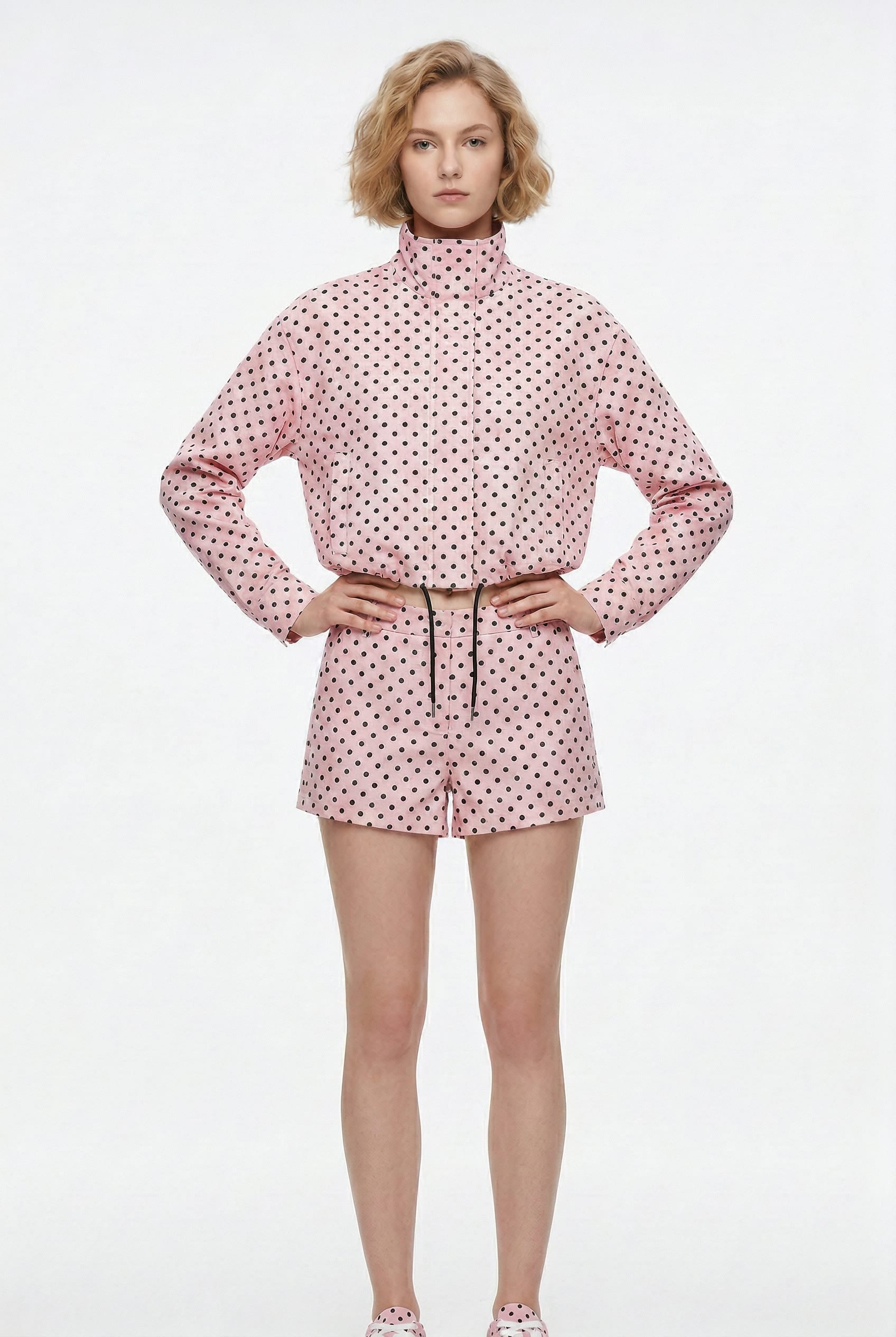 Pink Polka Dot Zip-Up Co-ord Set