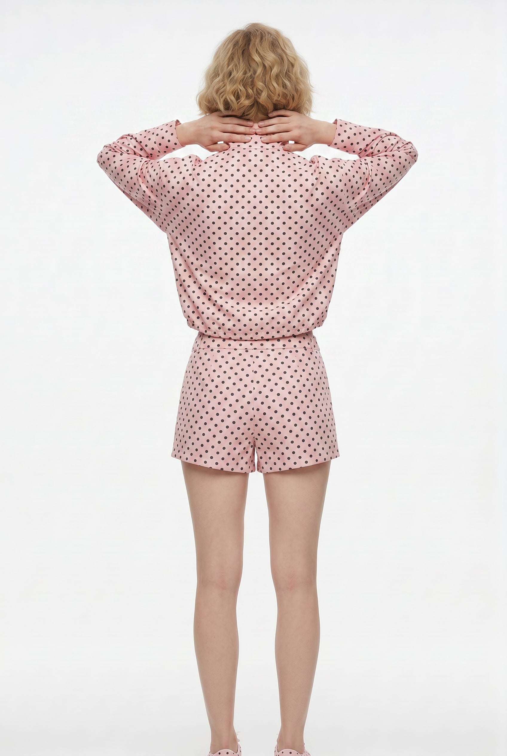 Pink Polka Dot Zip-Up Co-ord Set