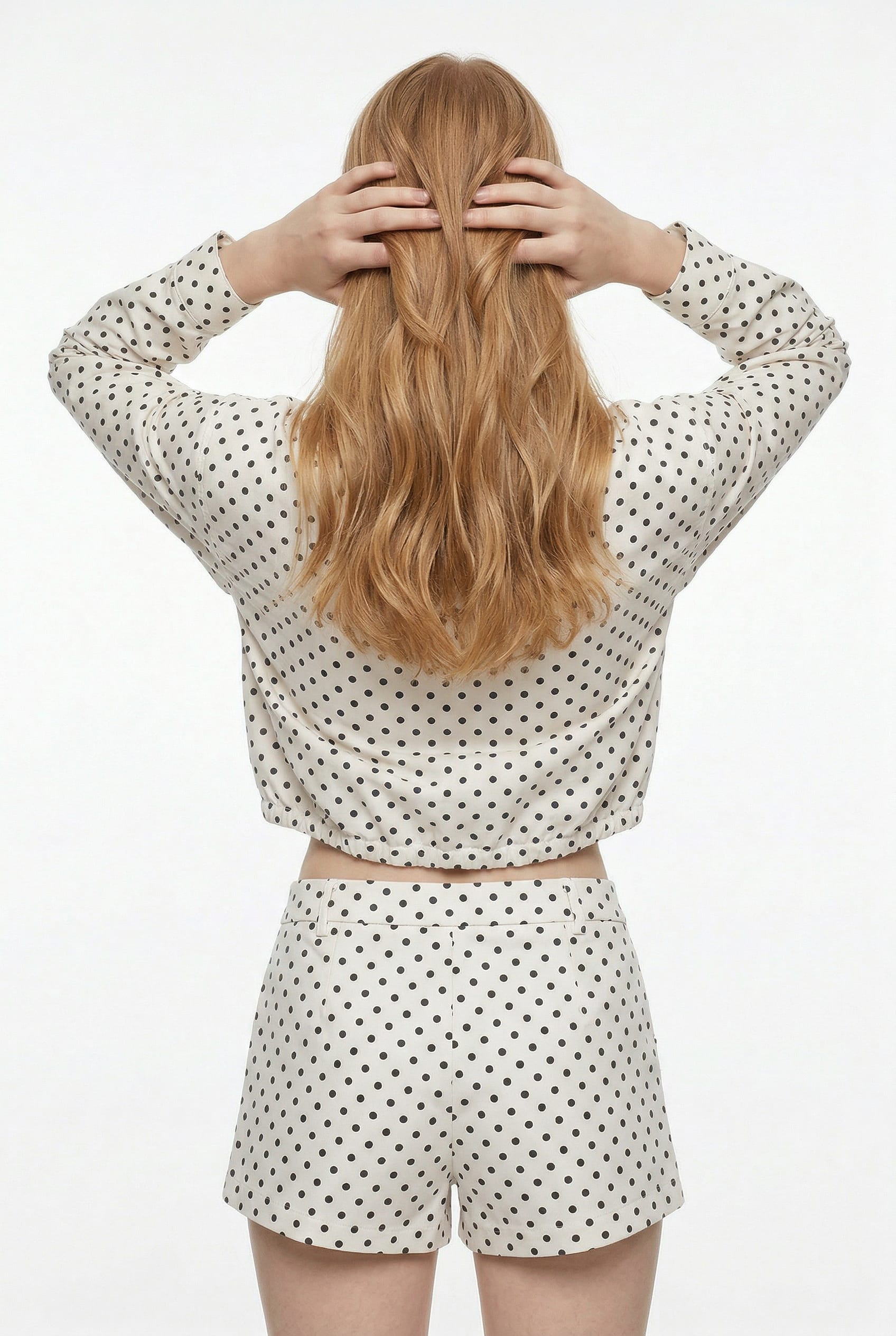 Cream Polka Dot Hoodie Short Co-ord