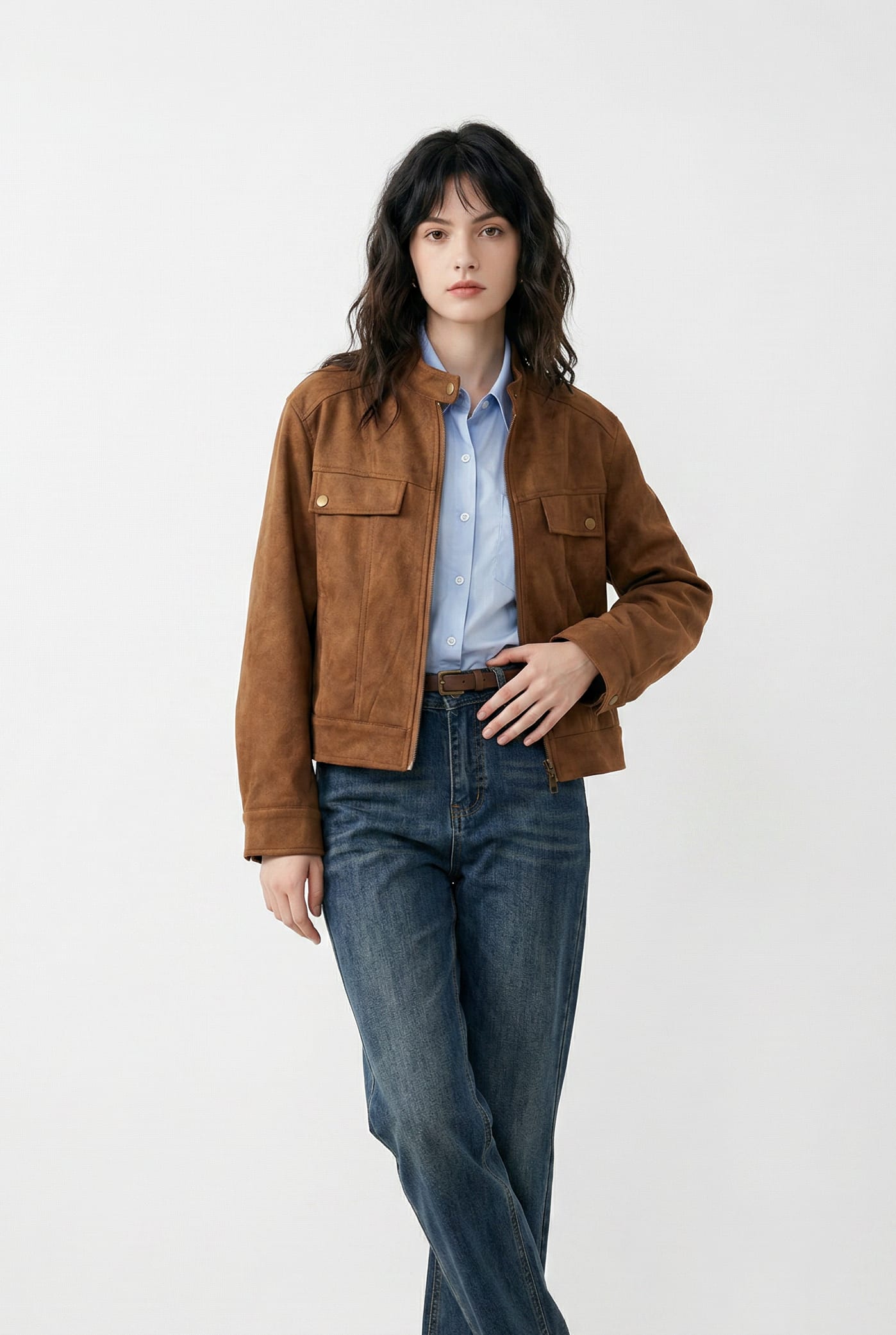 Tan Suede Utility Jacket