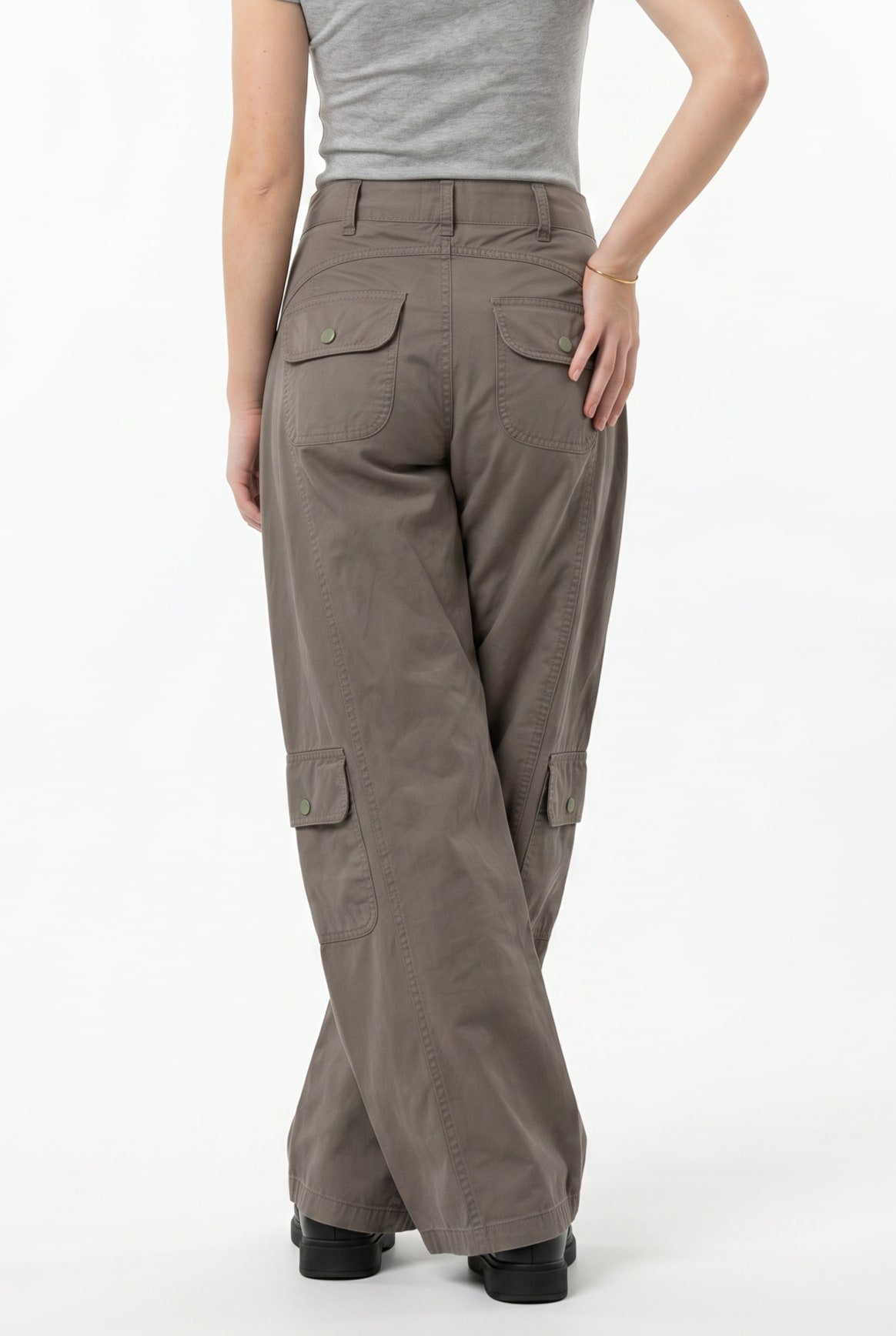 Taupe Wide-Leg Cargo Pants