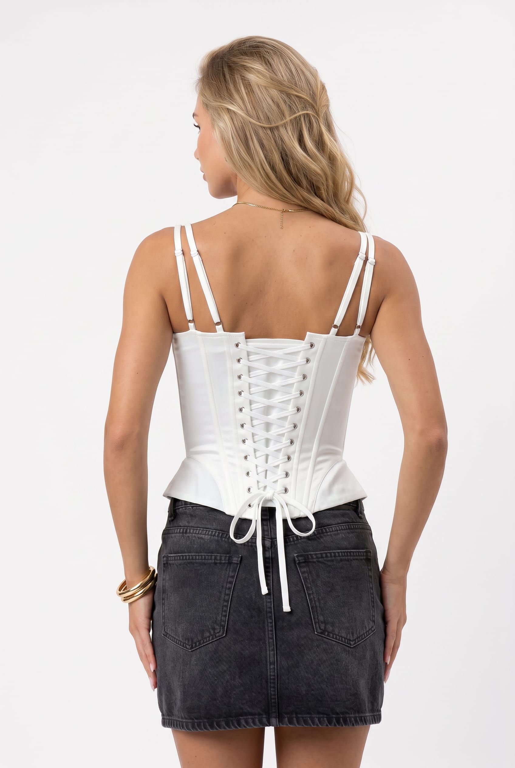 White Structured Corset Bustier Top