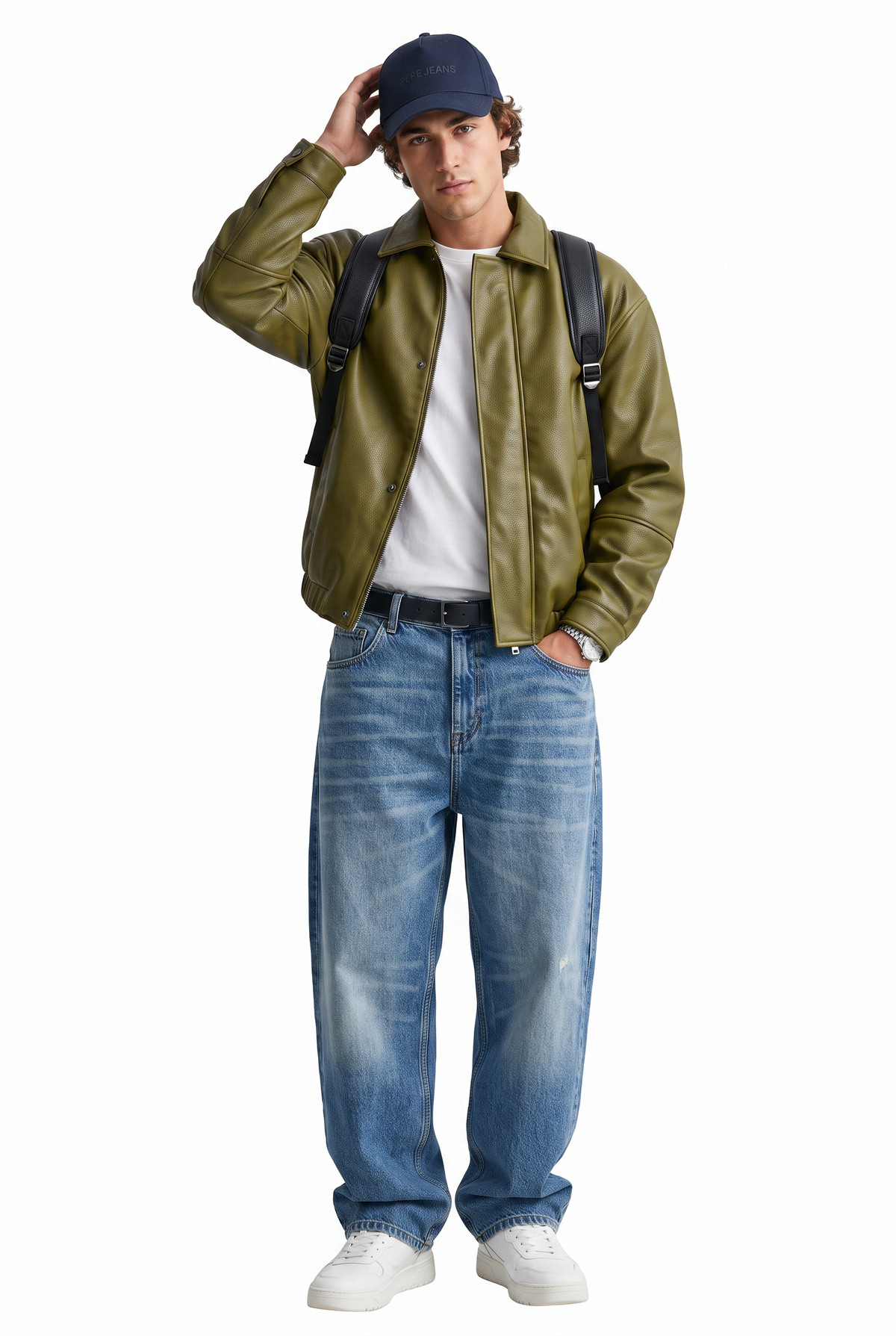 Olive Oversized Leather Jacket