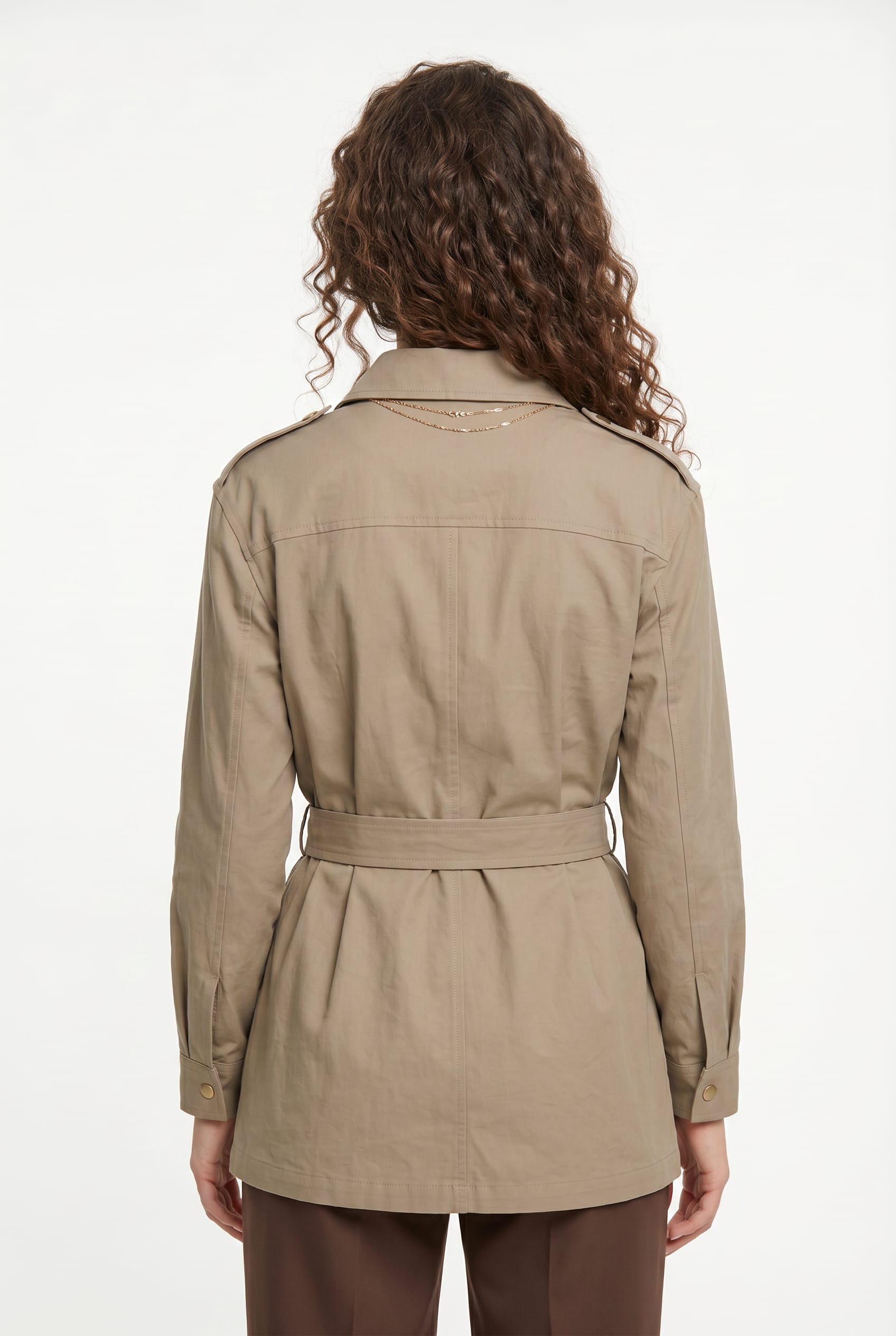 Khaki Belted Safari Utility Jacket
