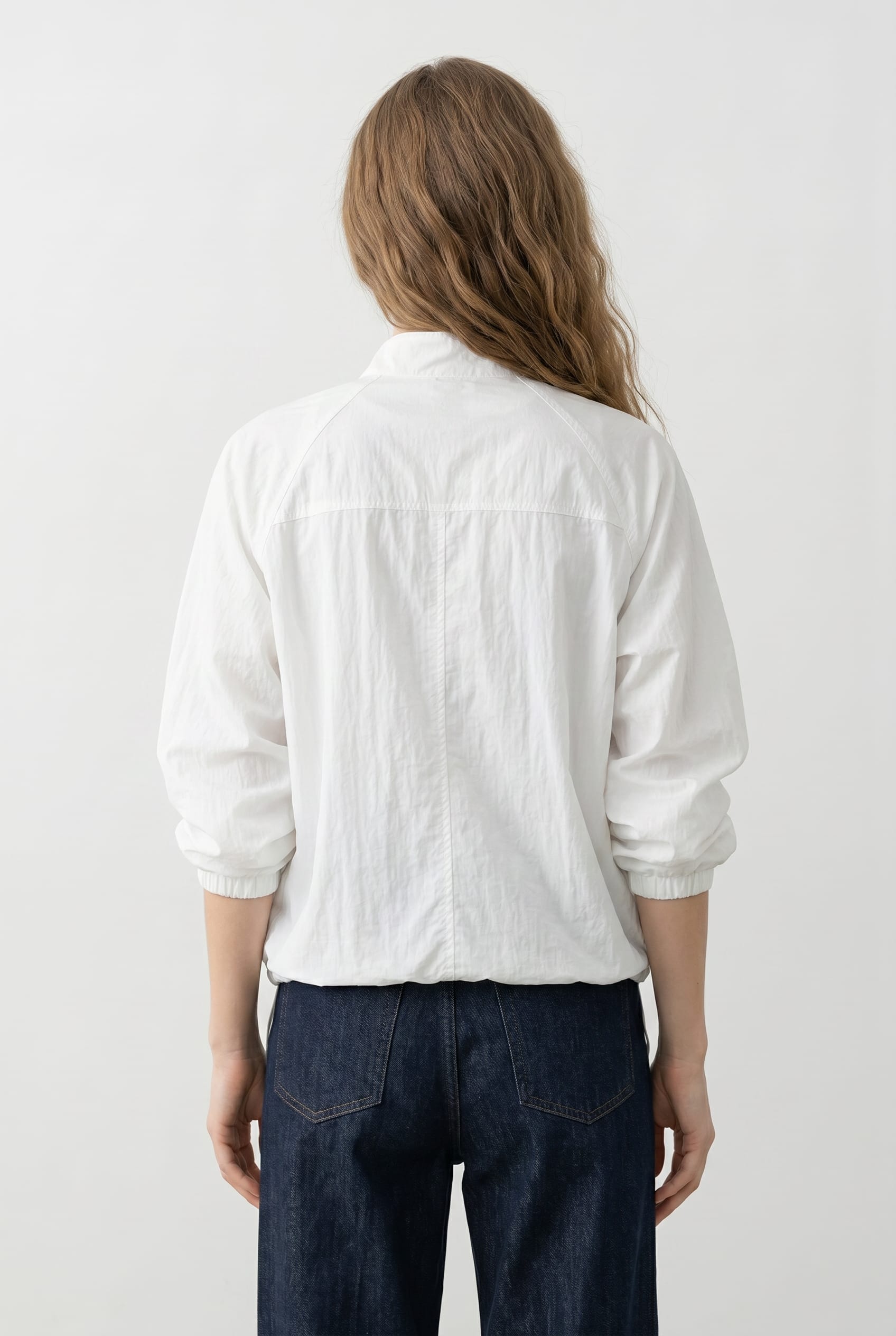 White Lightweight Zip Bomber Jacket