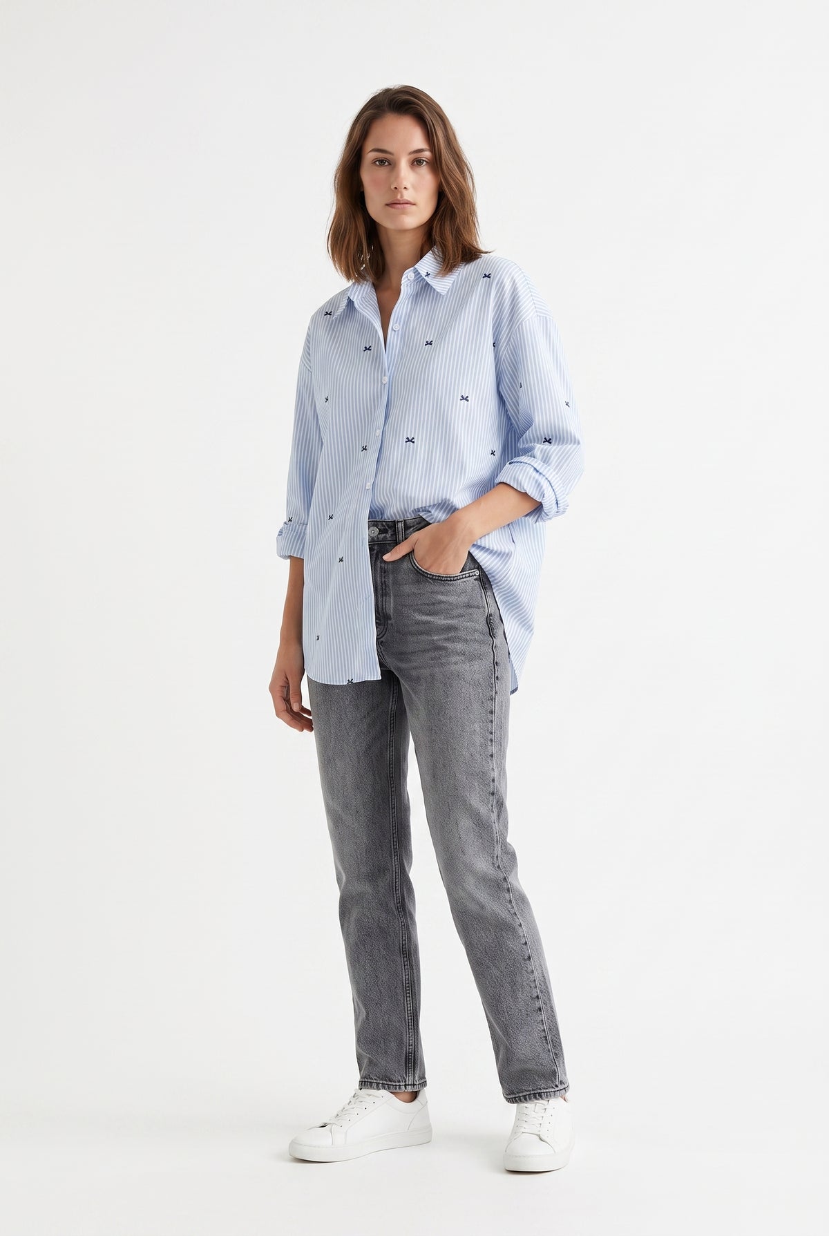 Blue Striped Oversized Cotton Shirt