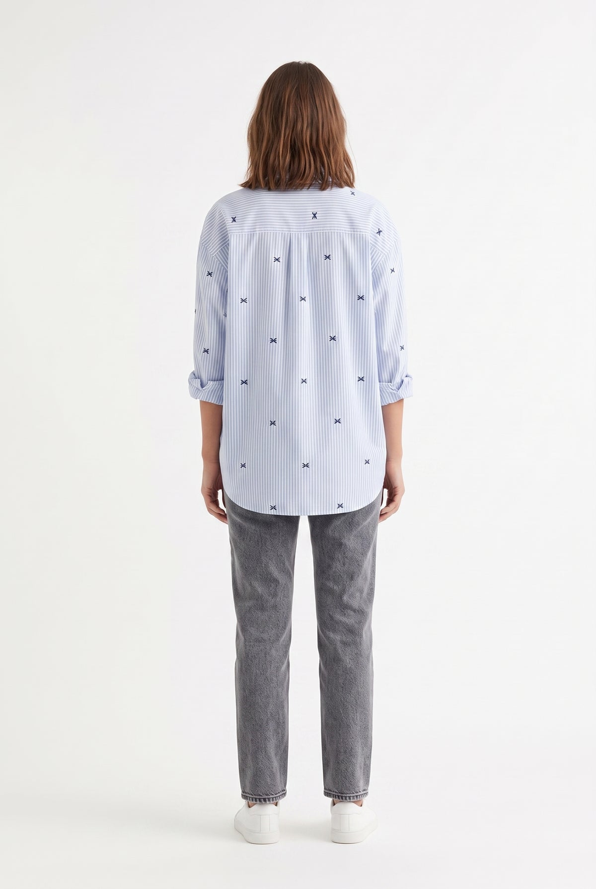 Blue Striped Oversized Cotton Shirt