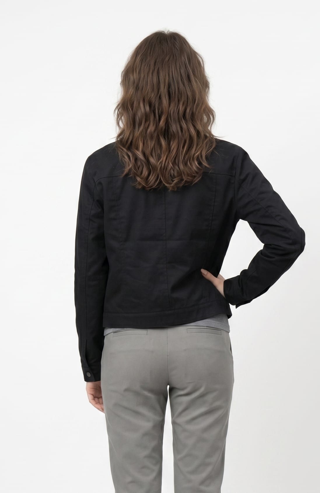 Black Bomber Jacket Ribbed Trim
