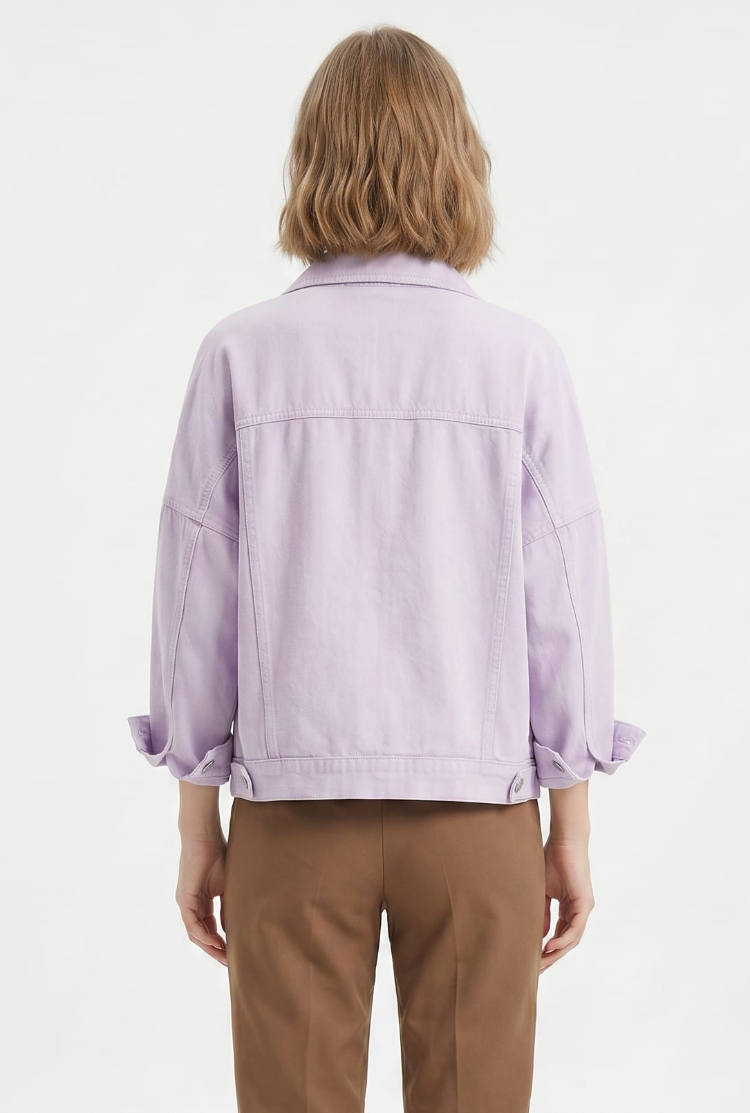 Lavender Denim Oversized Cropped Jacket
