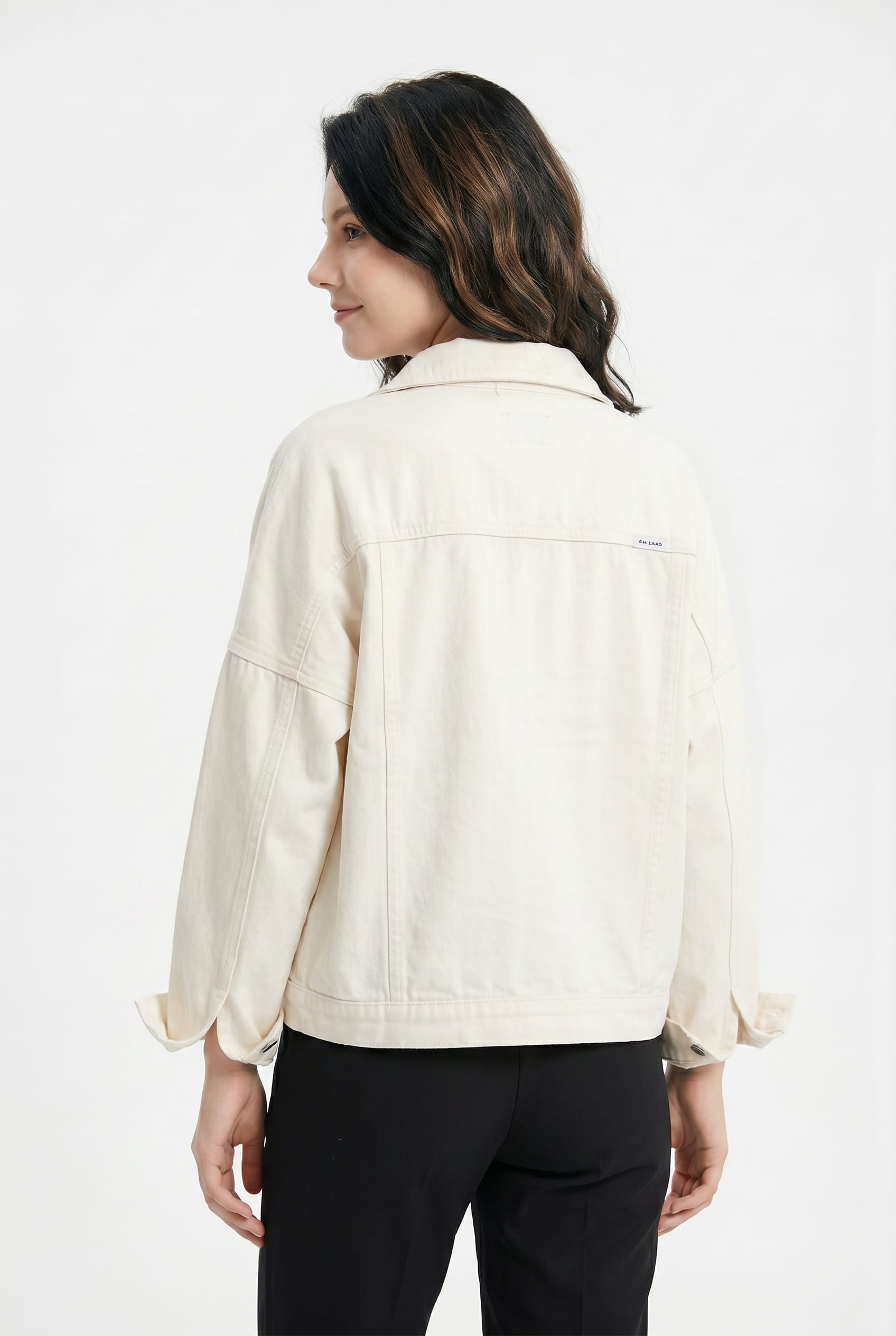 Cream Denim Oversized Utility Jacket