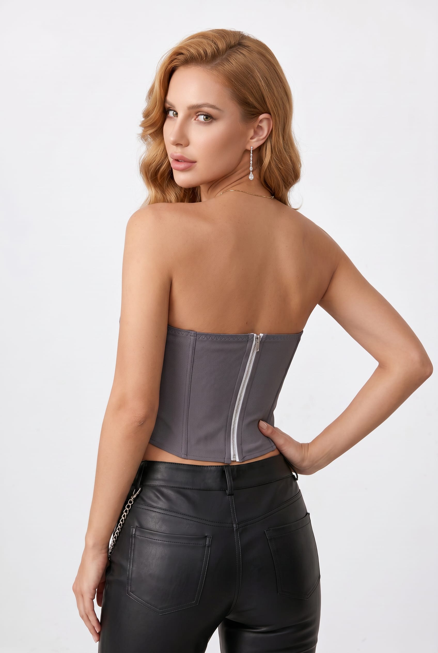 Charcoal Grey Structured Corset Top