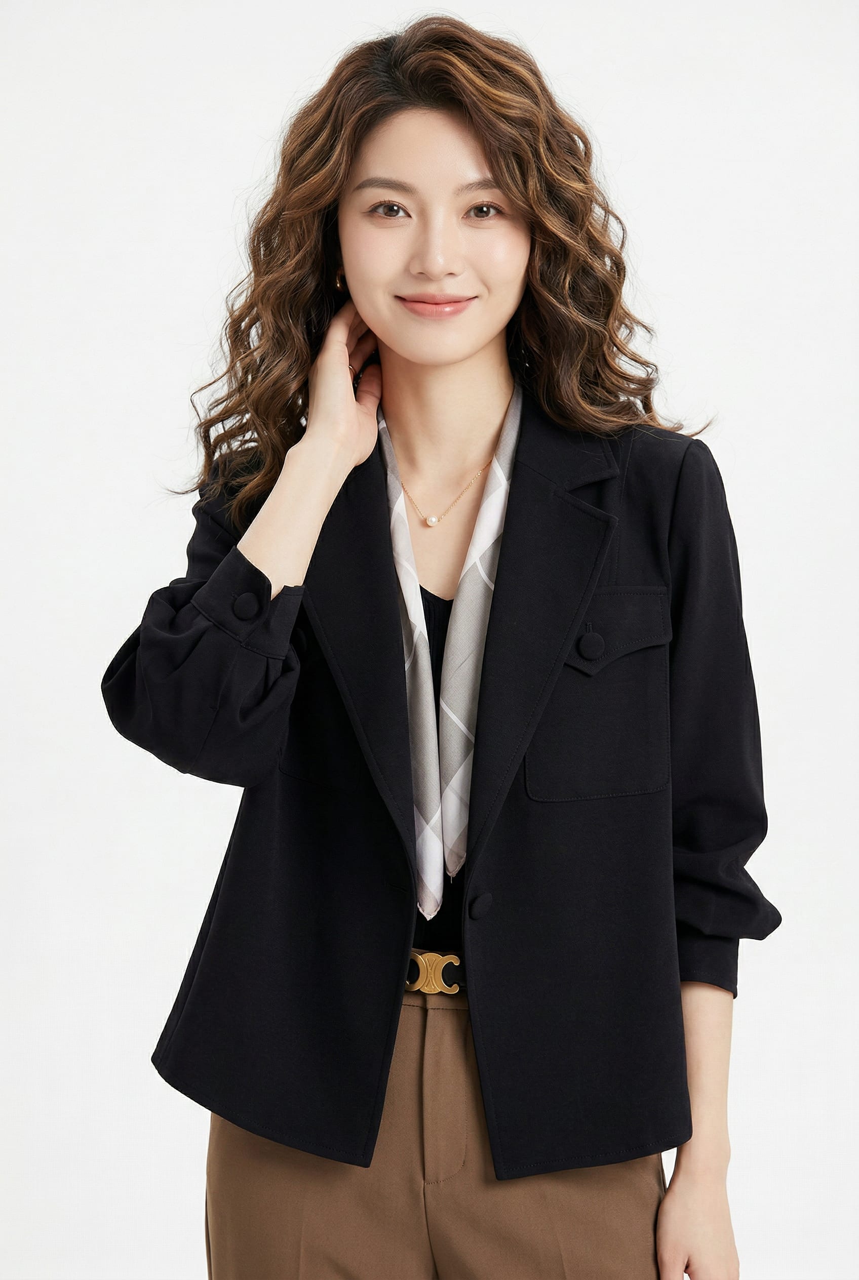 Black Double-Breasted Relaxed Blazer