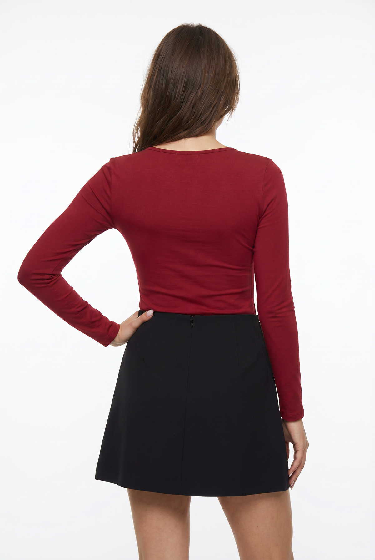 Red Cut-Out Long Sleeve Top