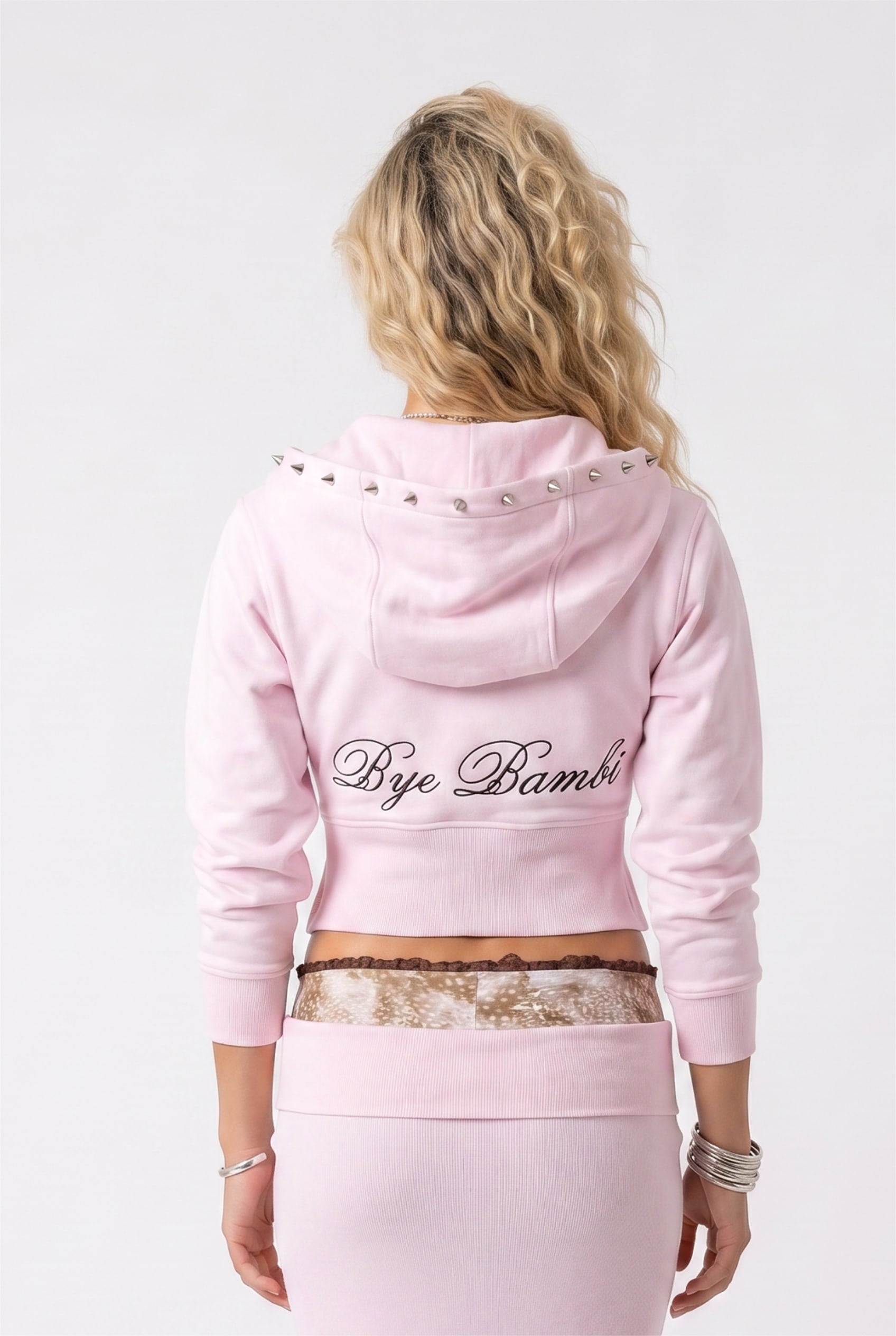 Blush Pink Cropped Zip Hoodie Jacket