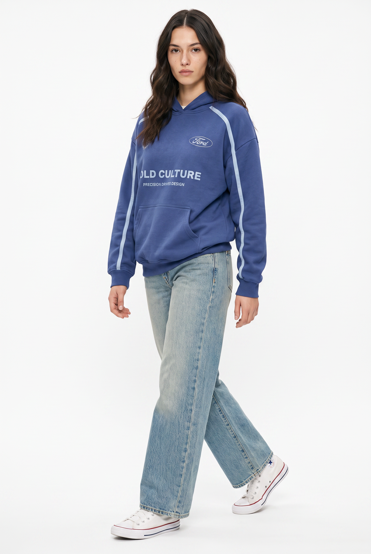 Blue Bold Graphic Oversized Hoodie