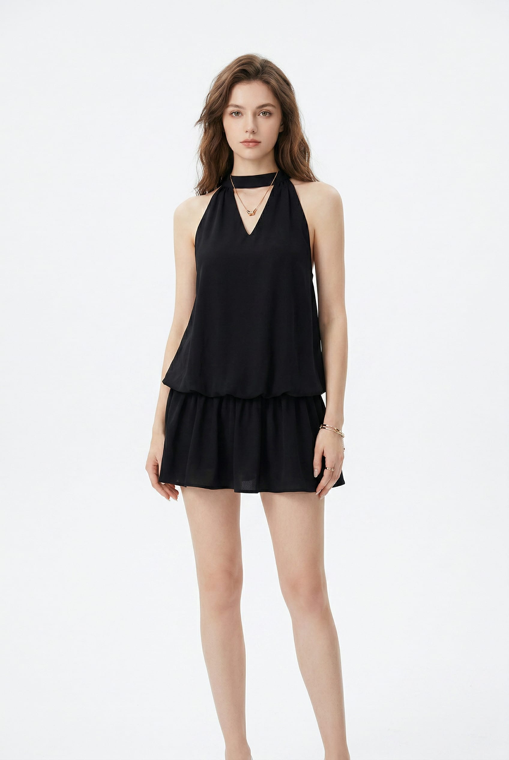 Black Halter Neck Mini Dress
