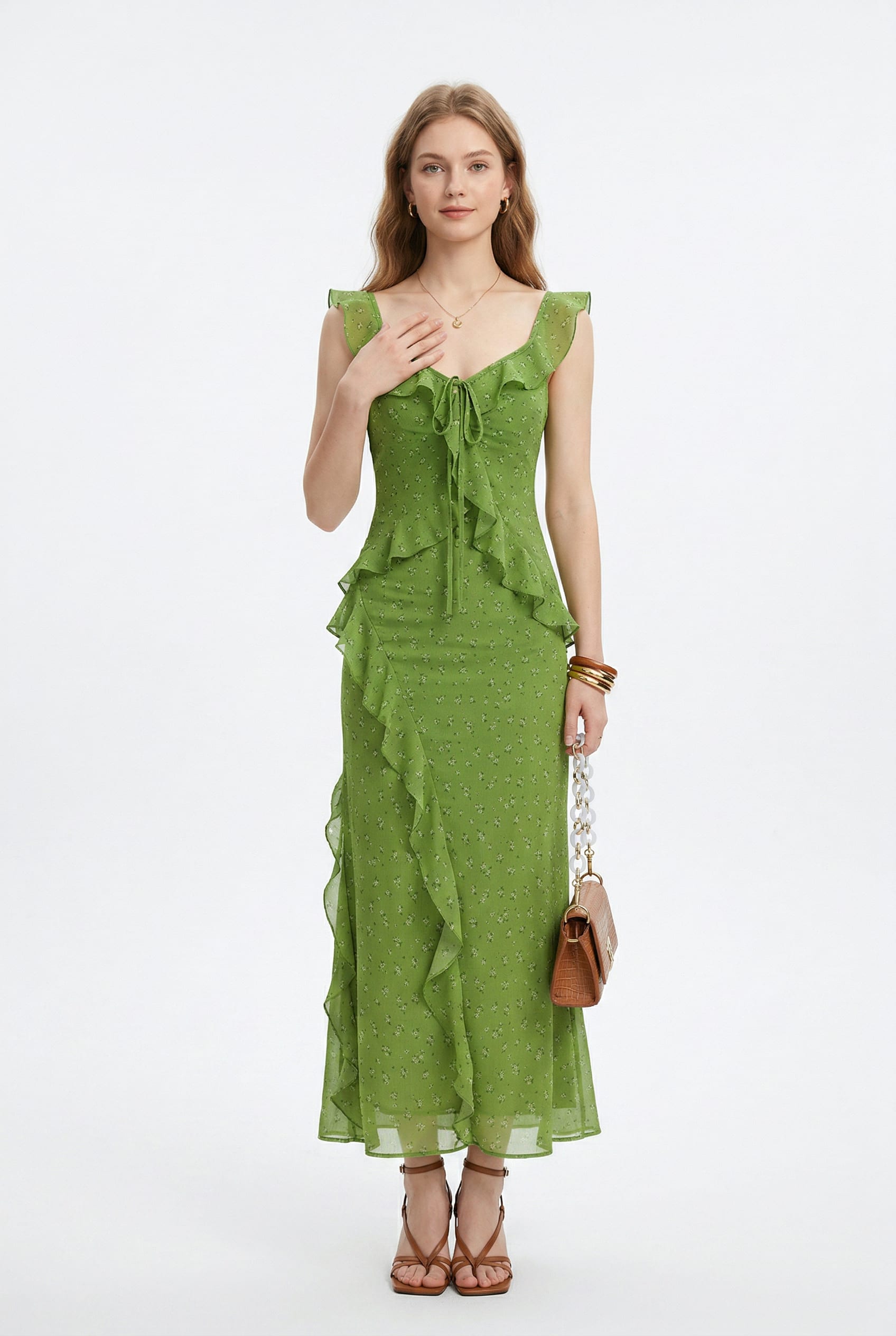 Sage Green Ruffle Maxi Dress