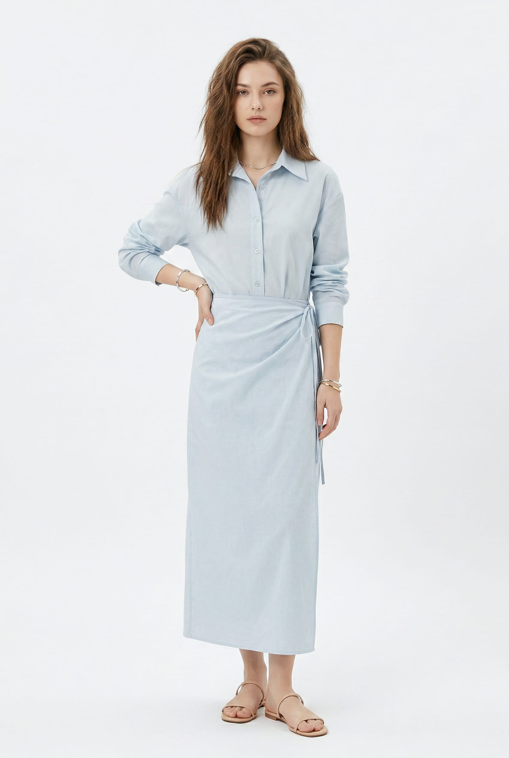 Powder Blue Maxi Shirt Dress
