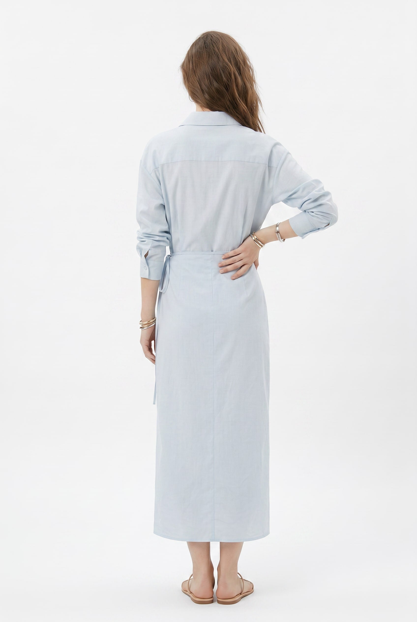 Powder Blue Maxi Shirt Dress