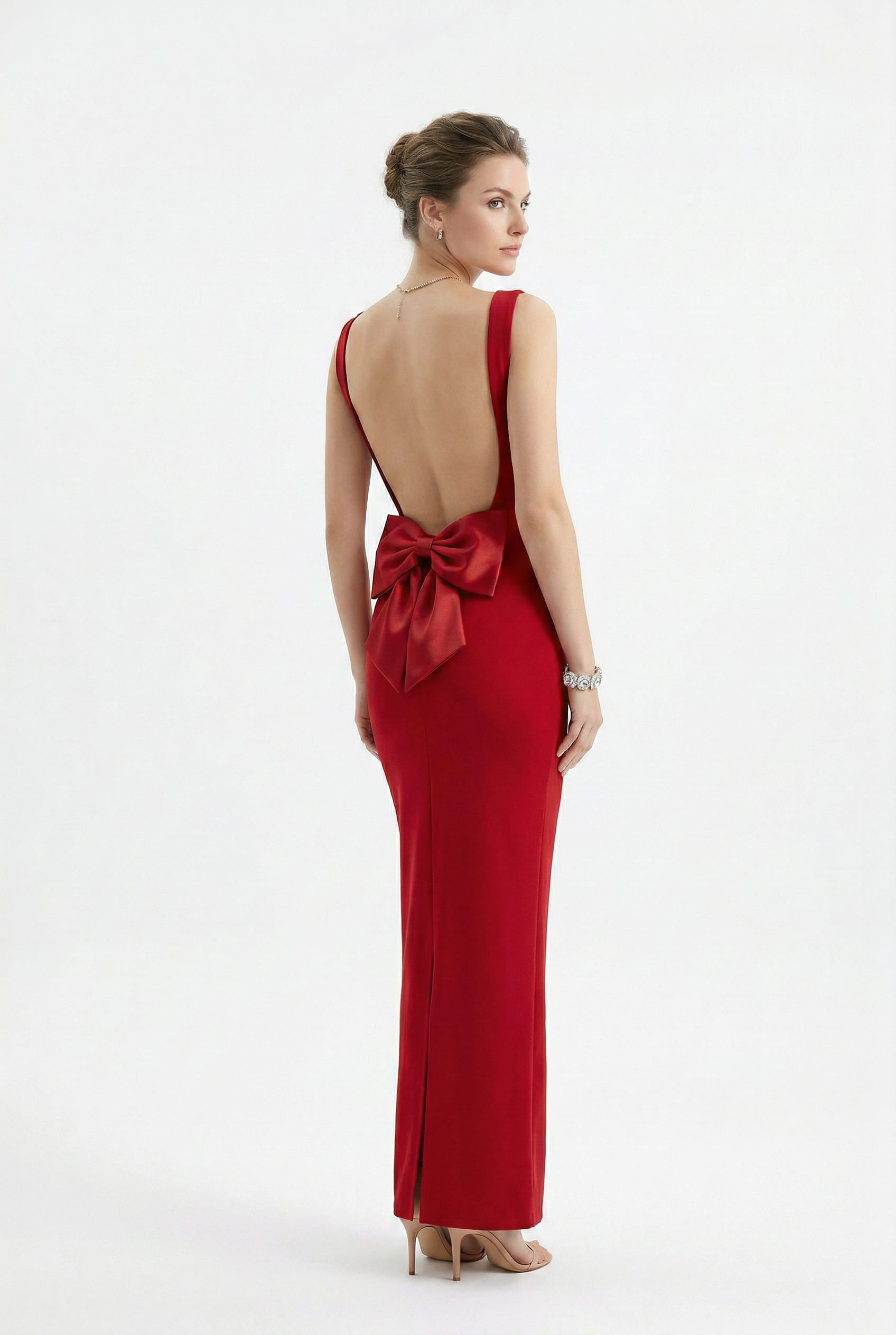 Crimson Square Neck Maxi Dress