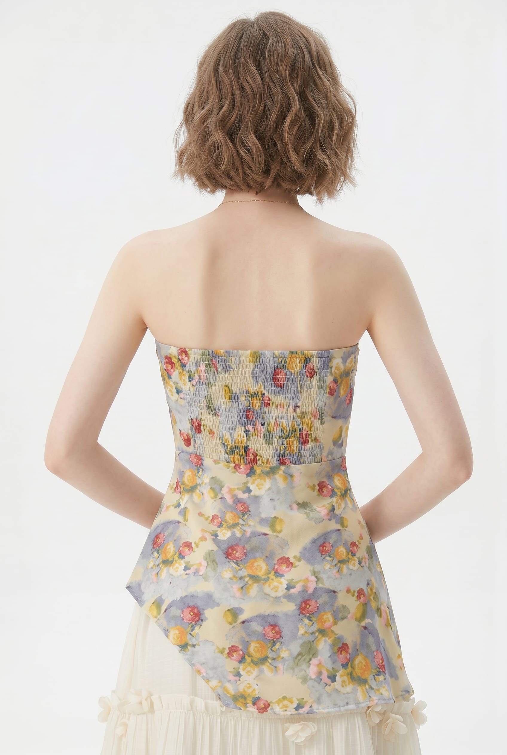 Pastel Floral Strapless Corset Top