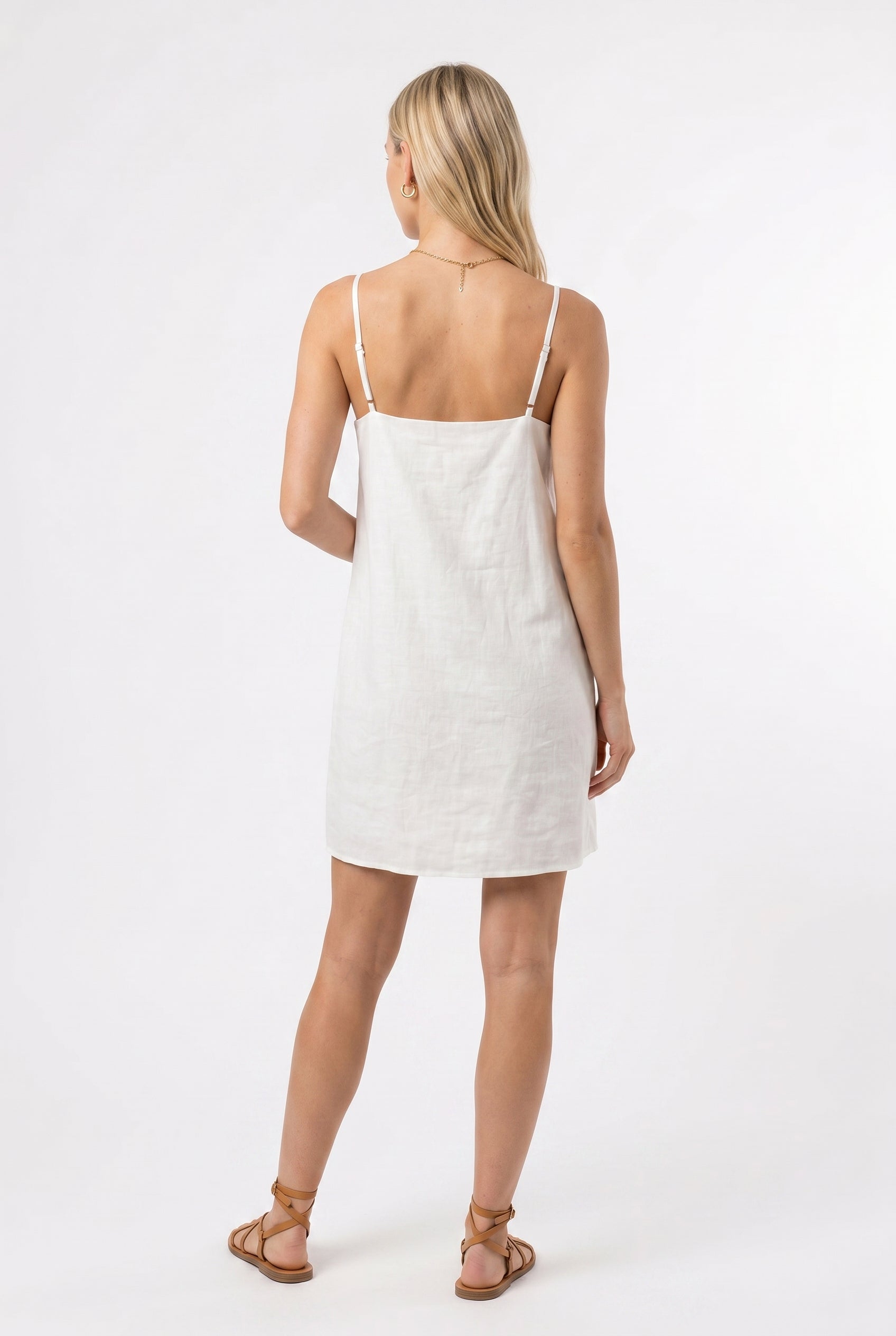 White Linen Mini Slip Dress