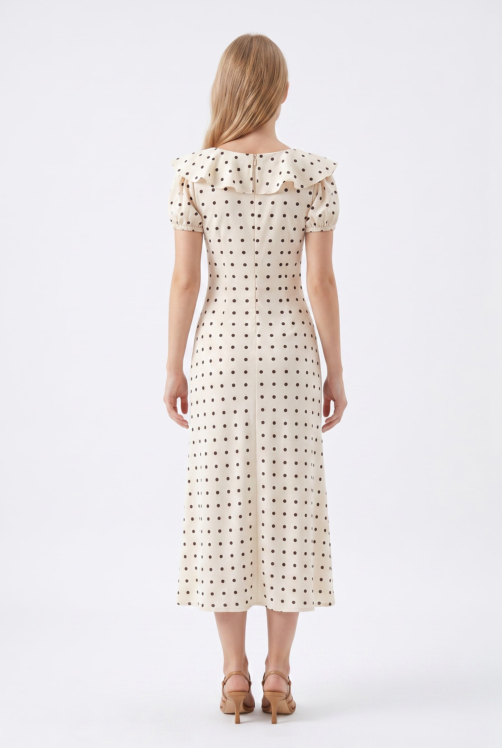 Cream Polka Dot Midi Dress