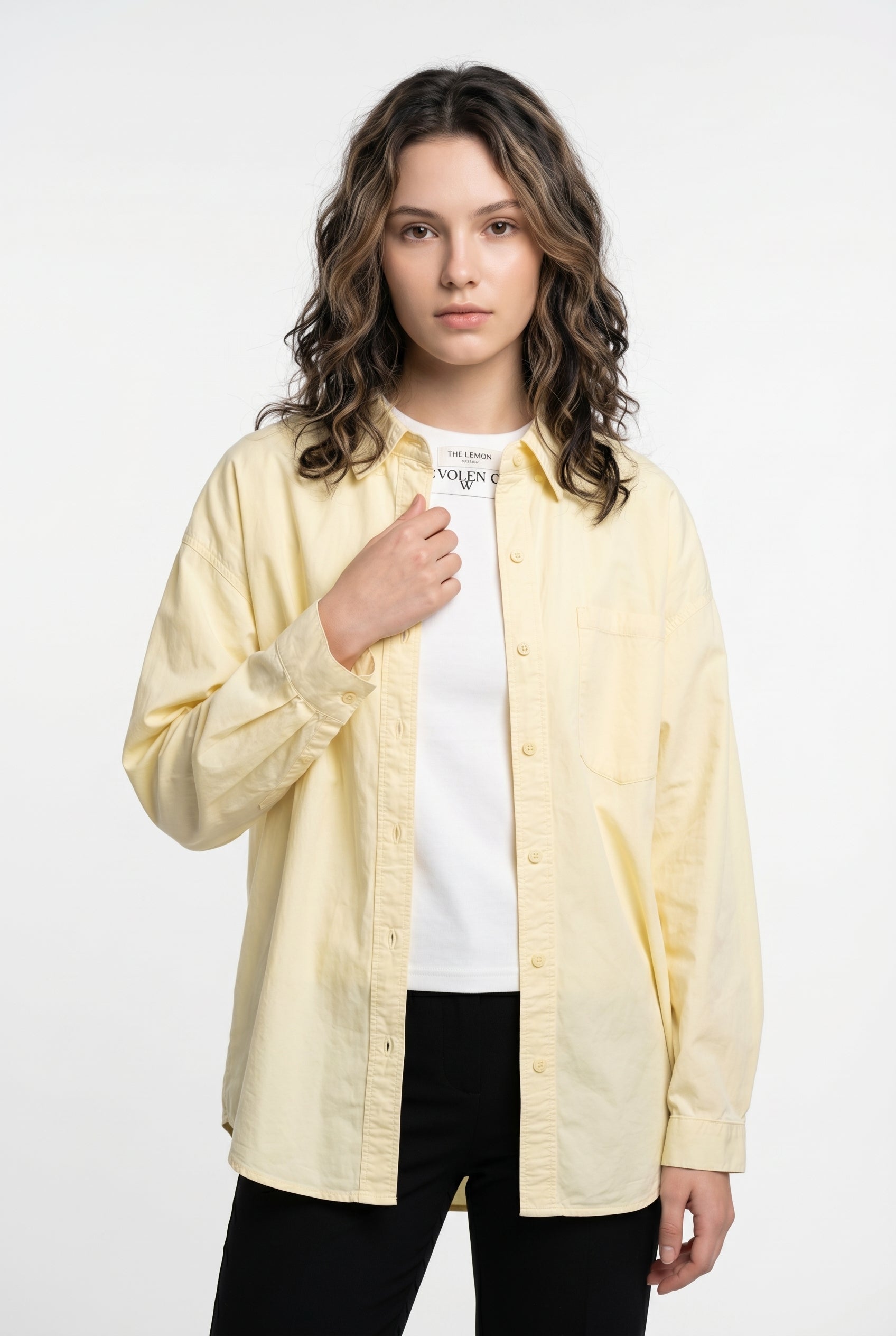 Pale Yellow Relaxed Button Shirt