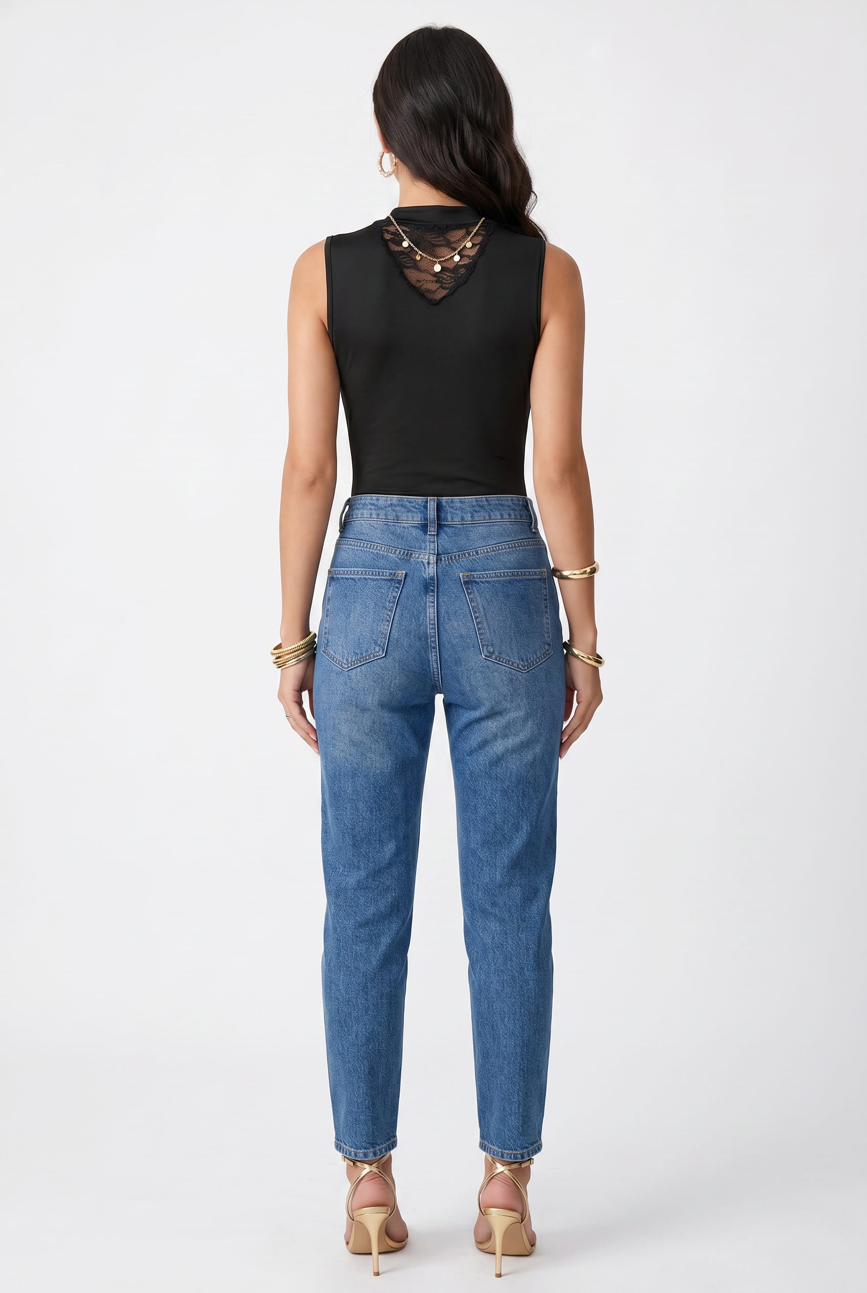 Black Mesh Panel Cowl Bodysuit