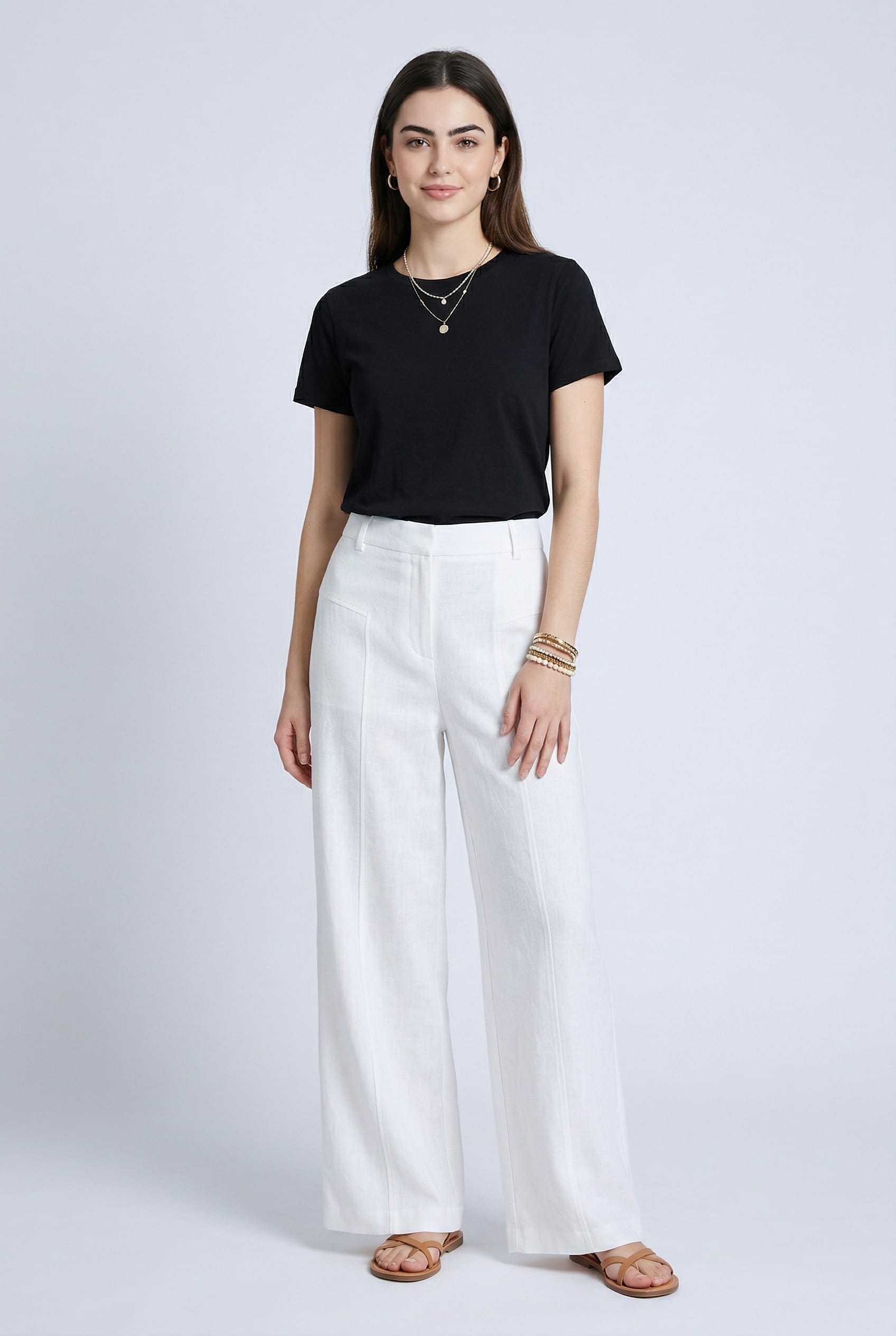 White Wide Leg Tailored Trousers