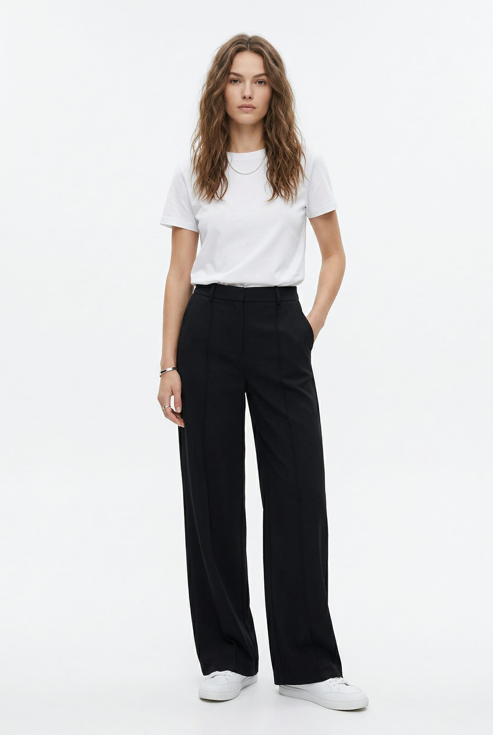 Black Wide Leg Tailored Trousers