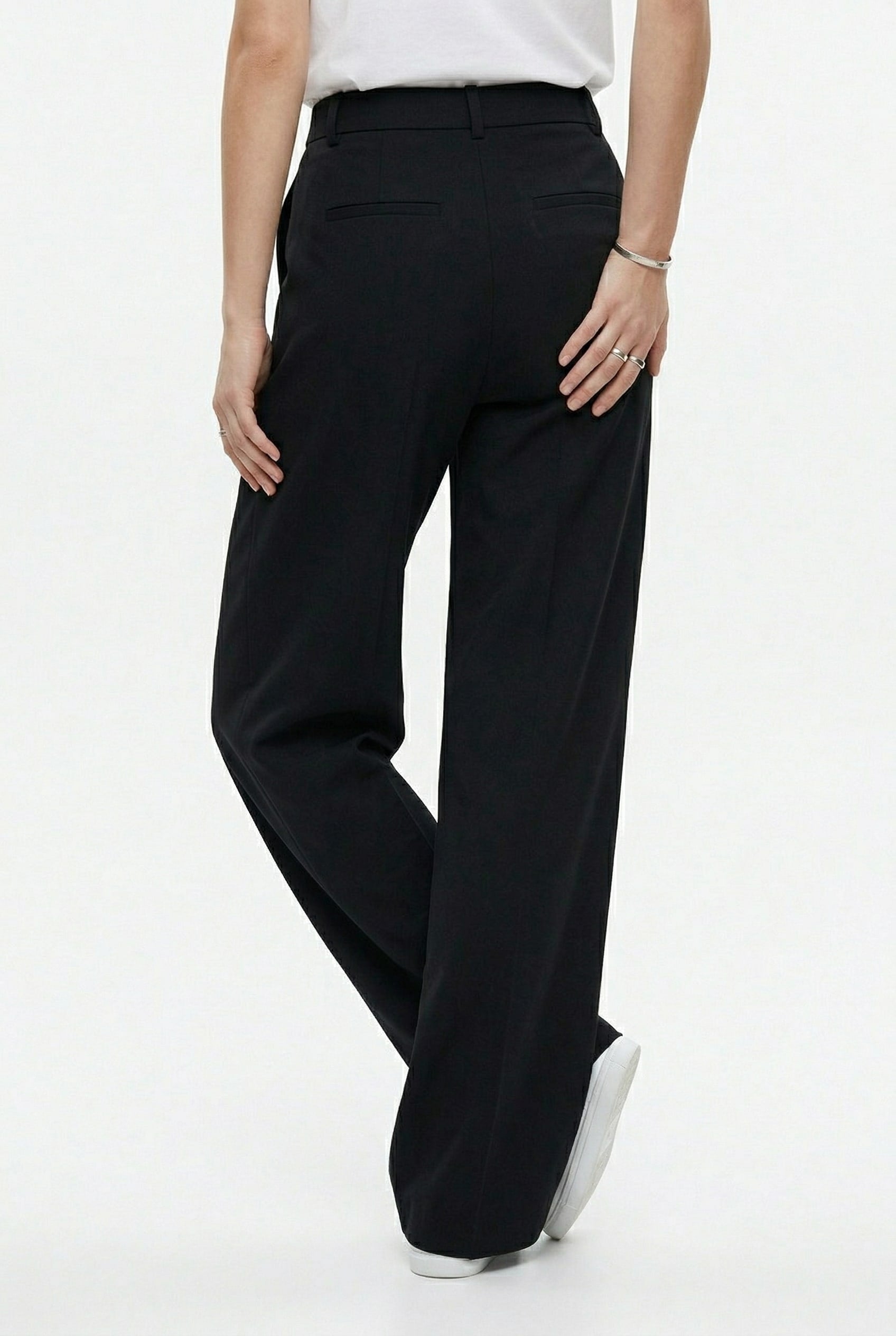 Black Wide Leg Tailored Trousers