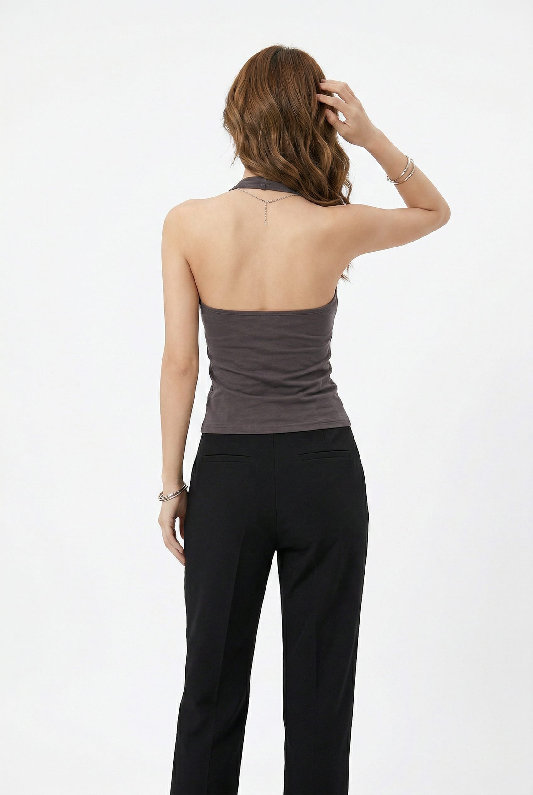 Charcoal Twist Front Halter Top