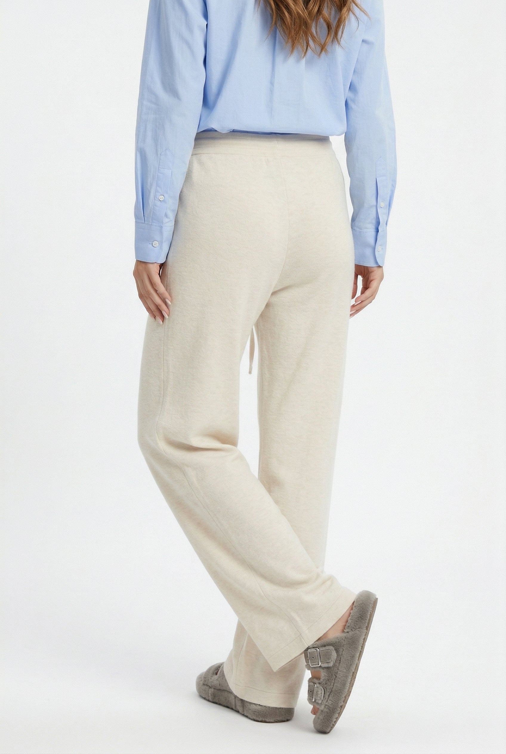 Cream Wide Leg Drawstring Trousers