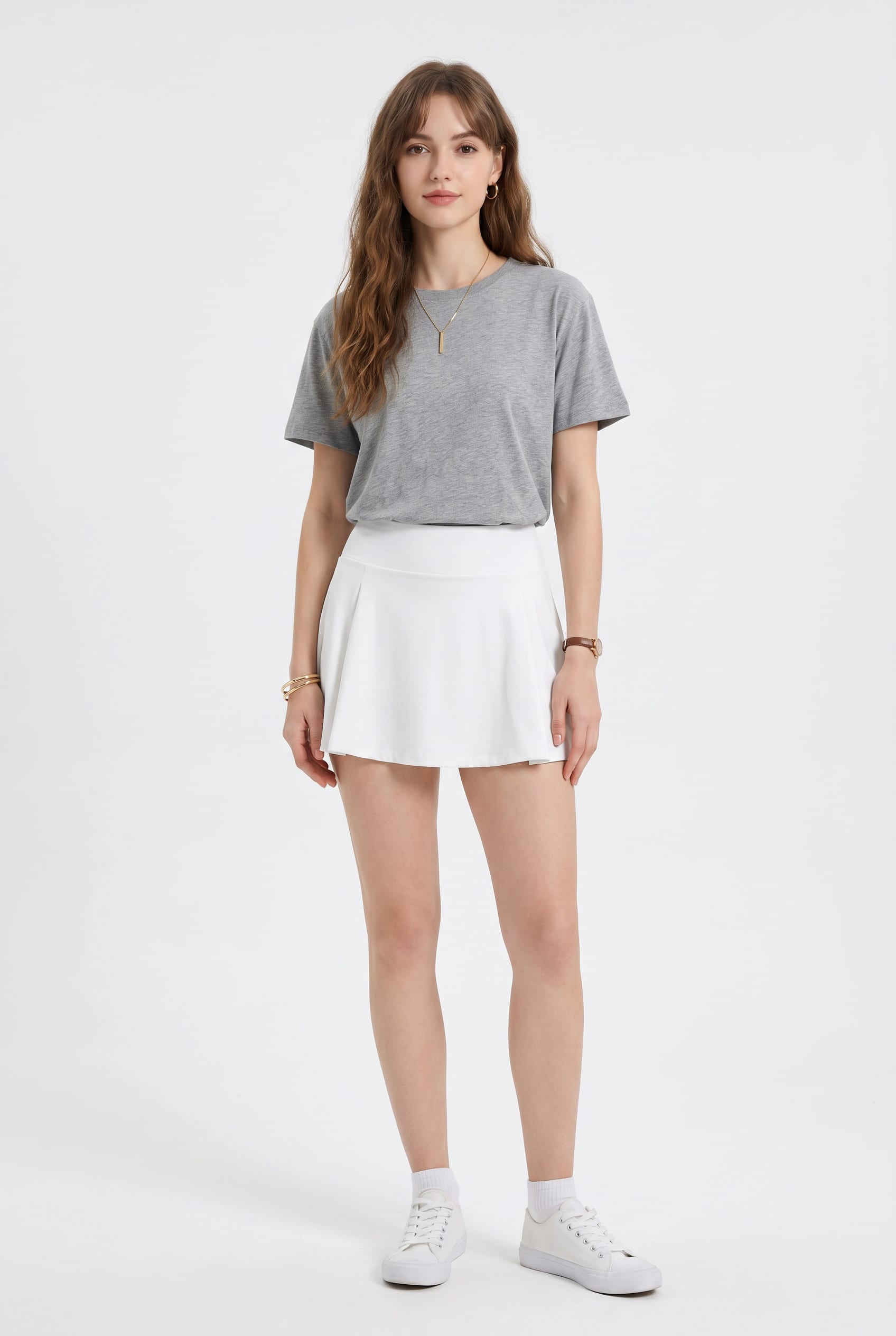 White Pleated Tennis Skort