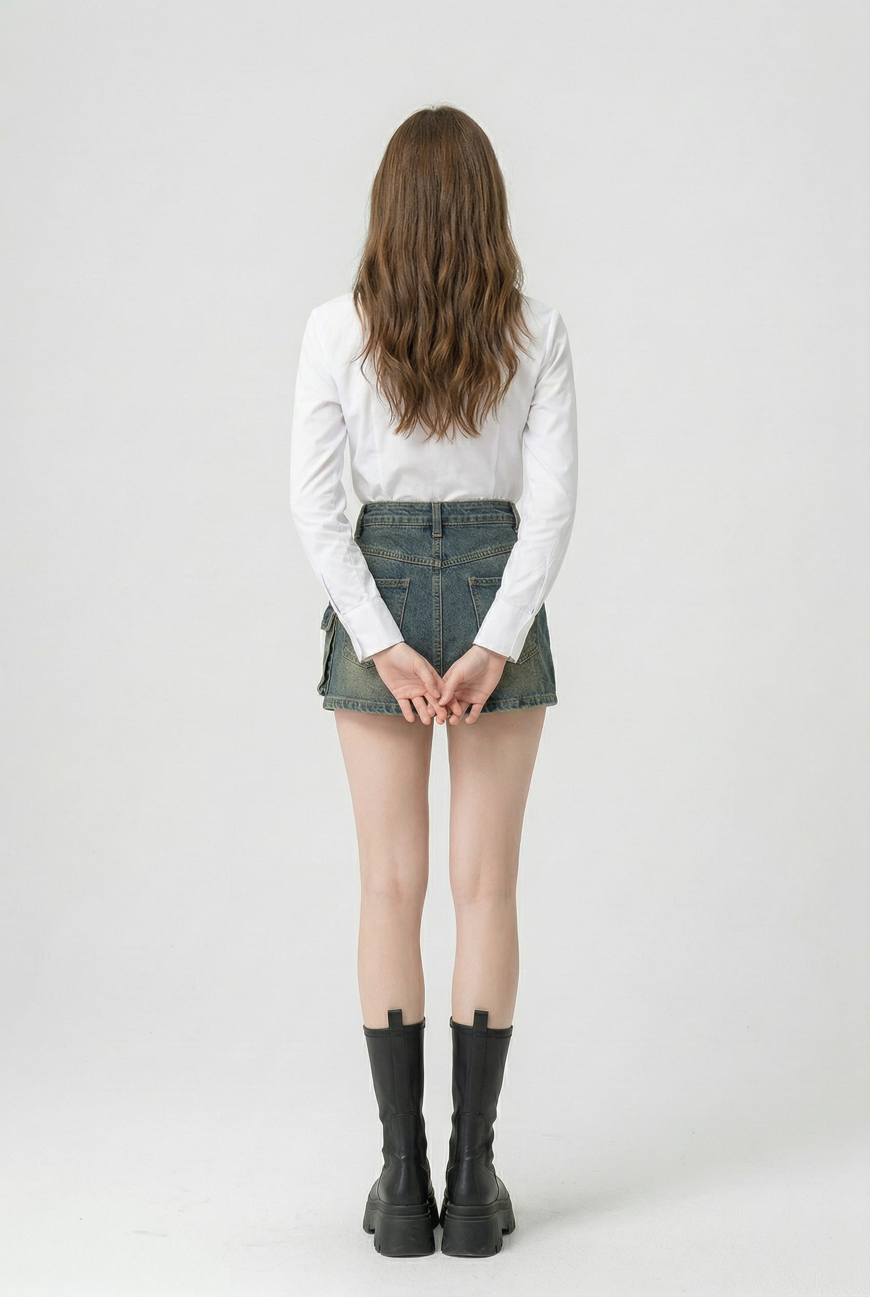 Blue Denim Mini Skirt Cargo Pocket